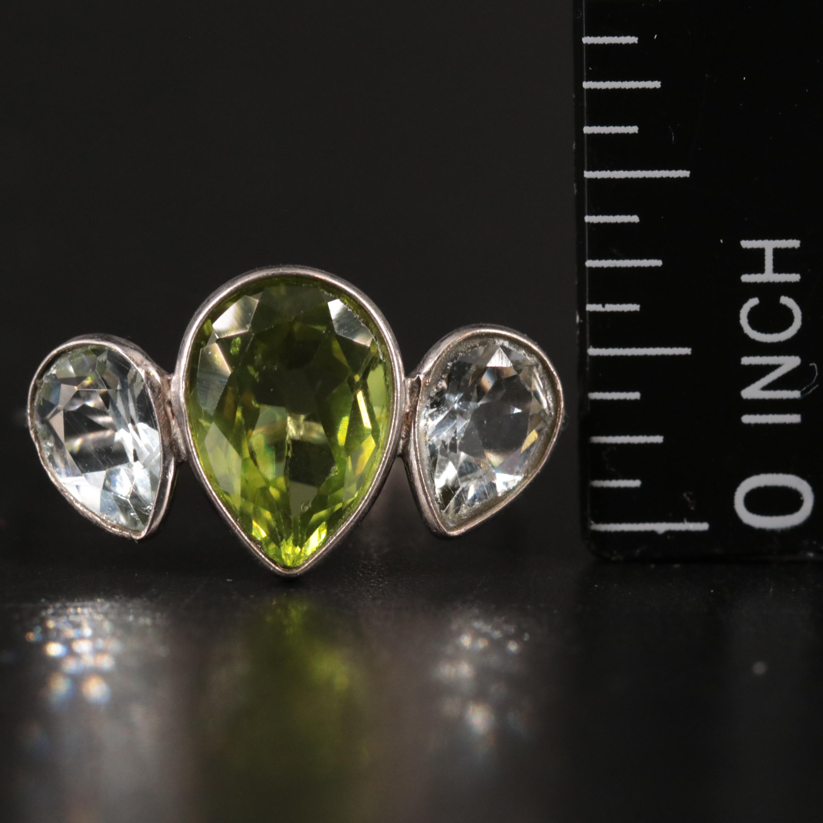 14K 3.71 CTW Peridot and Aquamarine Ring