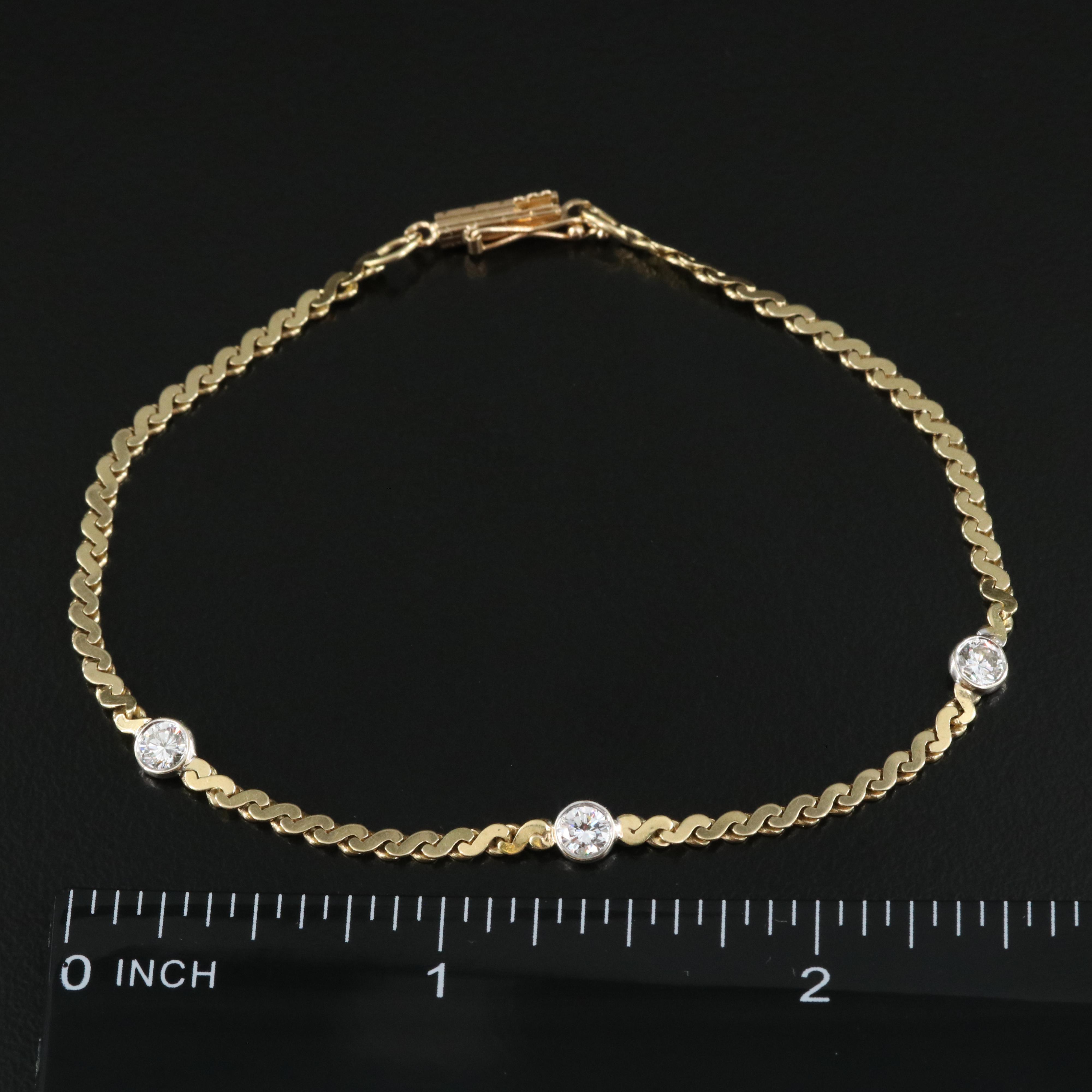 14K Serpentine Bracelet with 0.48 CTW Diamond Accents
