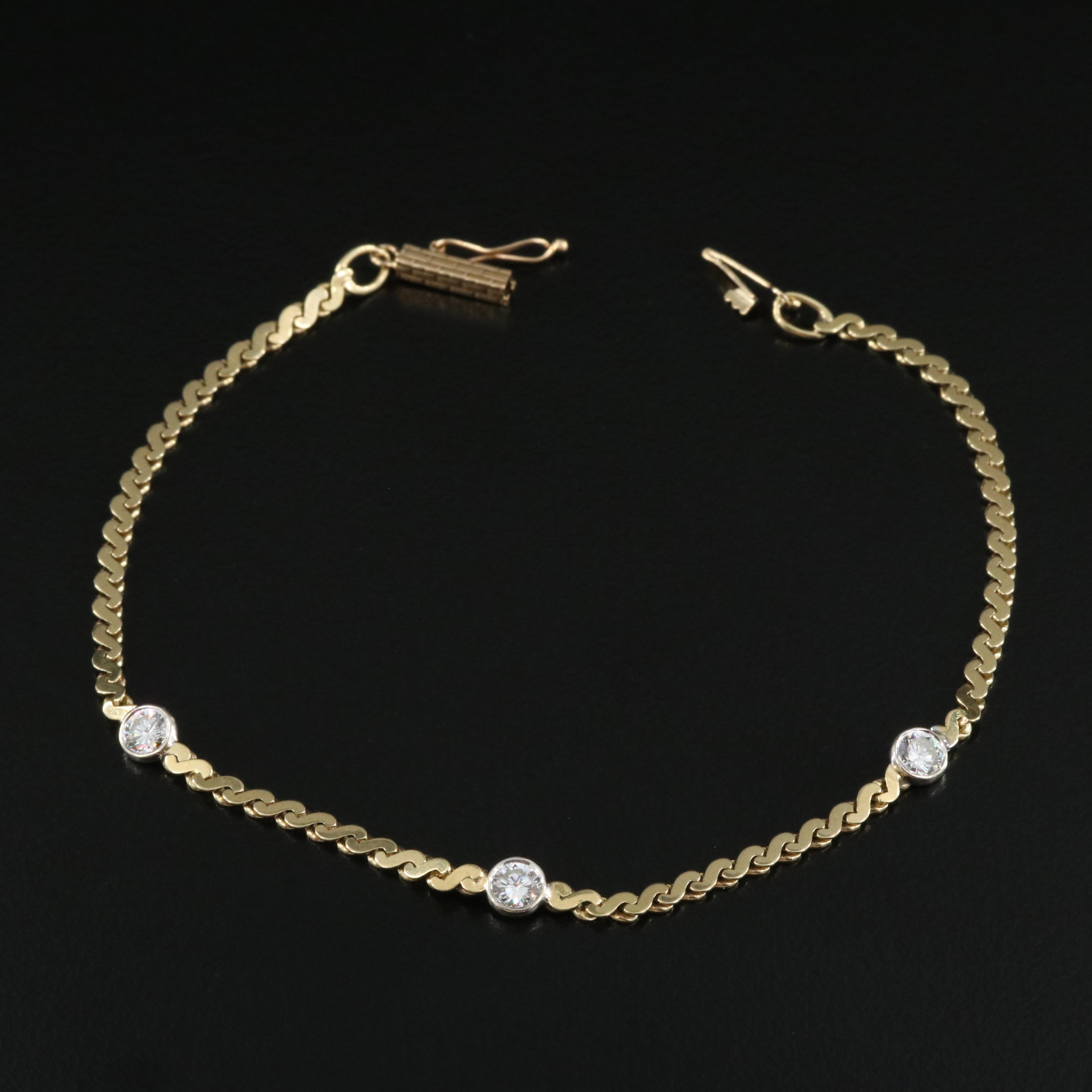 14K Serpentine Bracelet with 0.48 CTW Diamond Accents