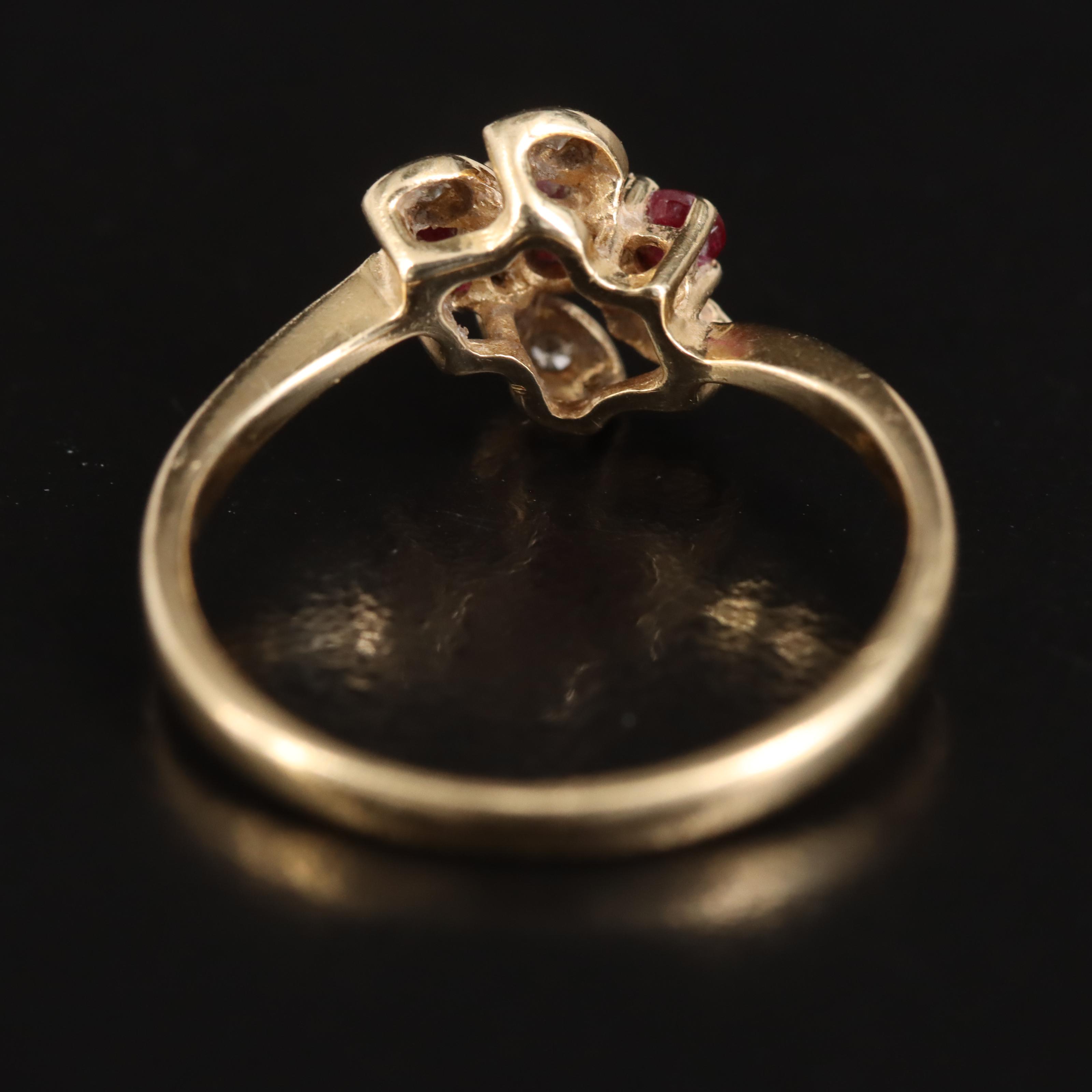 14K Ruby and Diamond Bypass Ring