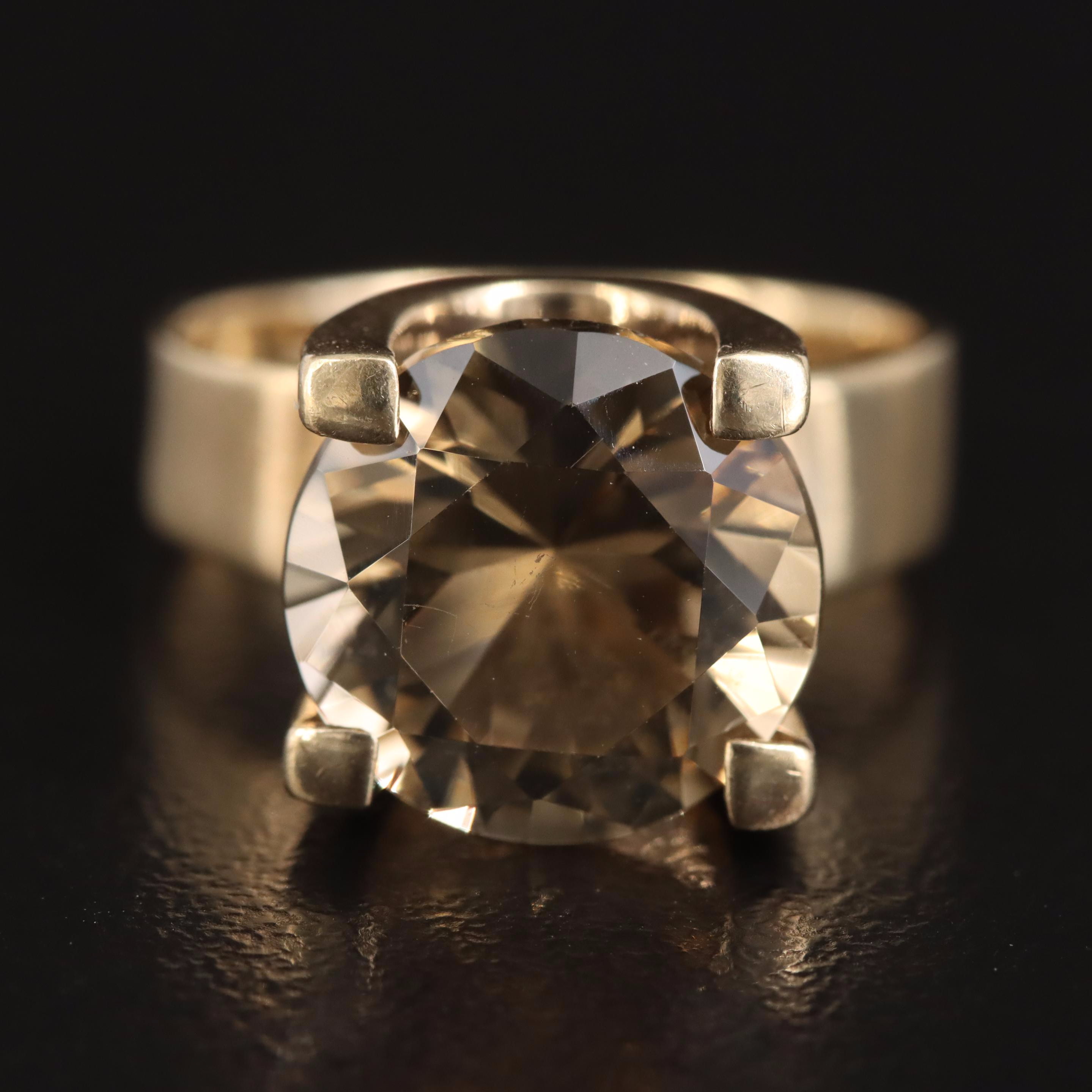9K Gold Smoky Quartz Ring