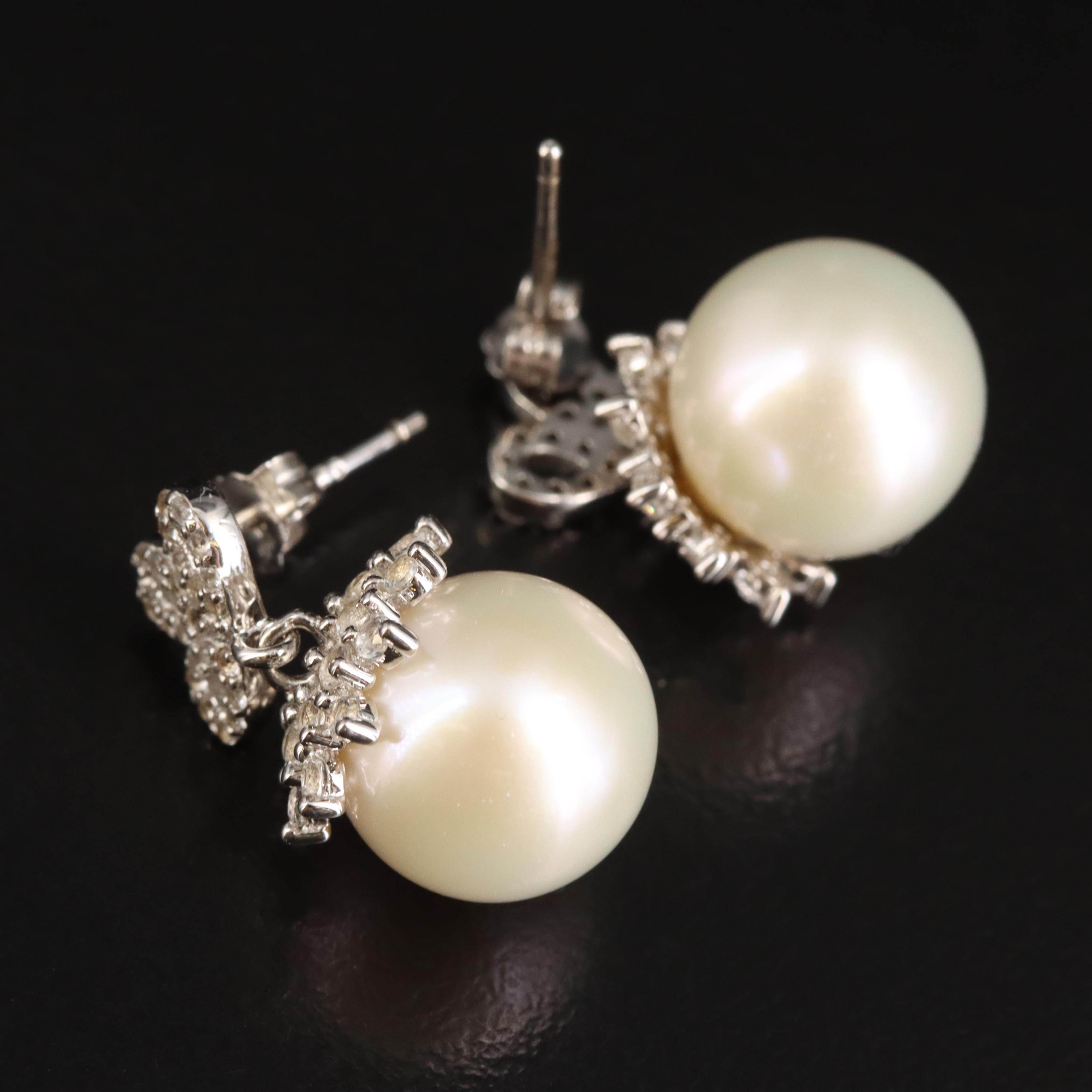 Sterling Pearl and Topaz Earrings