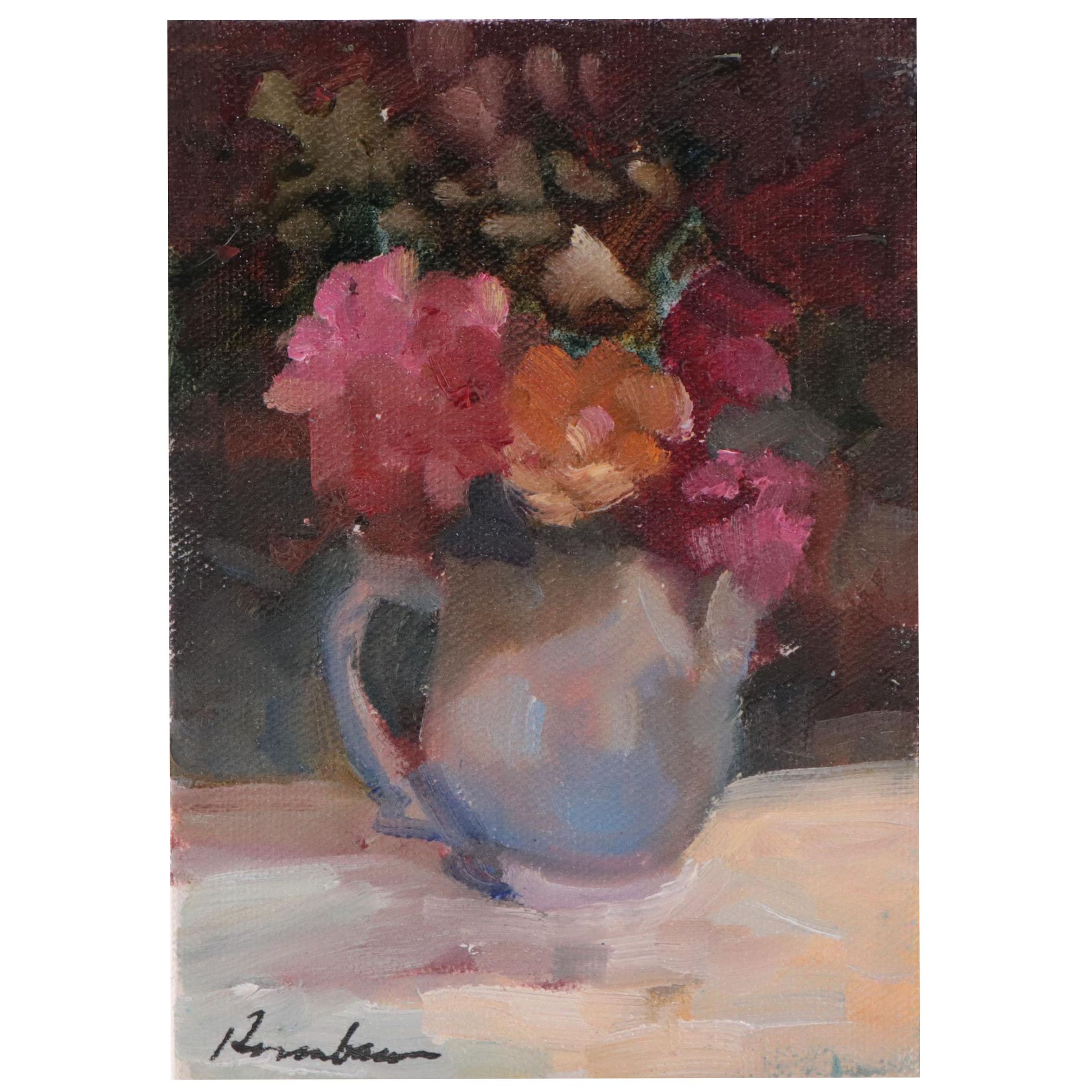 Sally Rosenbaum Floral Still Life Oil Painting, 21st Century