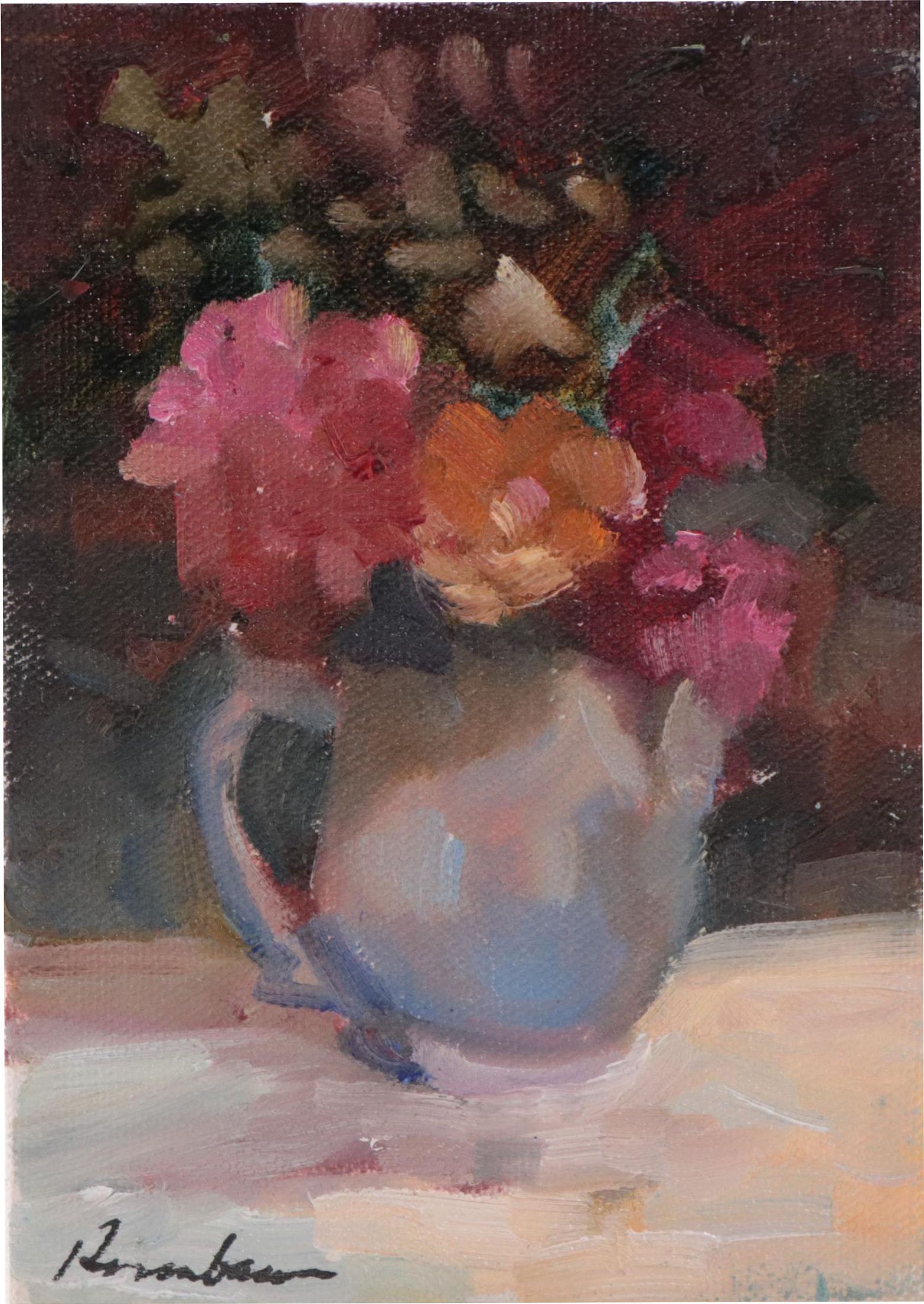 Sally Rosenbaum Floral Still Life Oil Painting, 21st Century