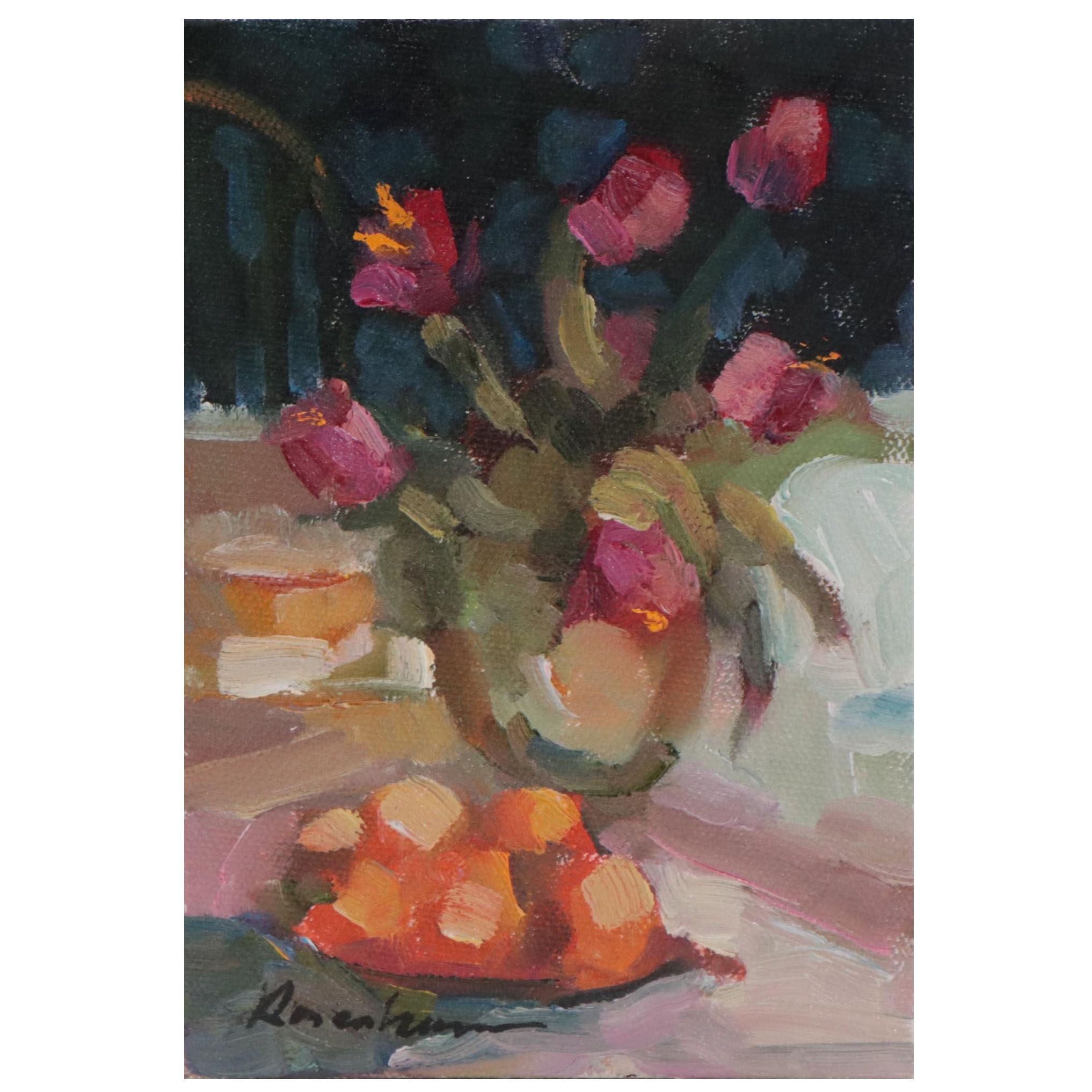 Sally Rosenbaum Still Life Oil Painting, 21st Century