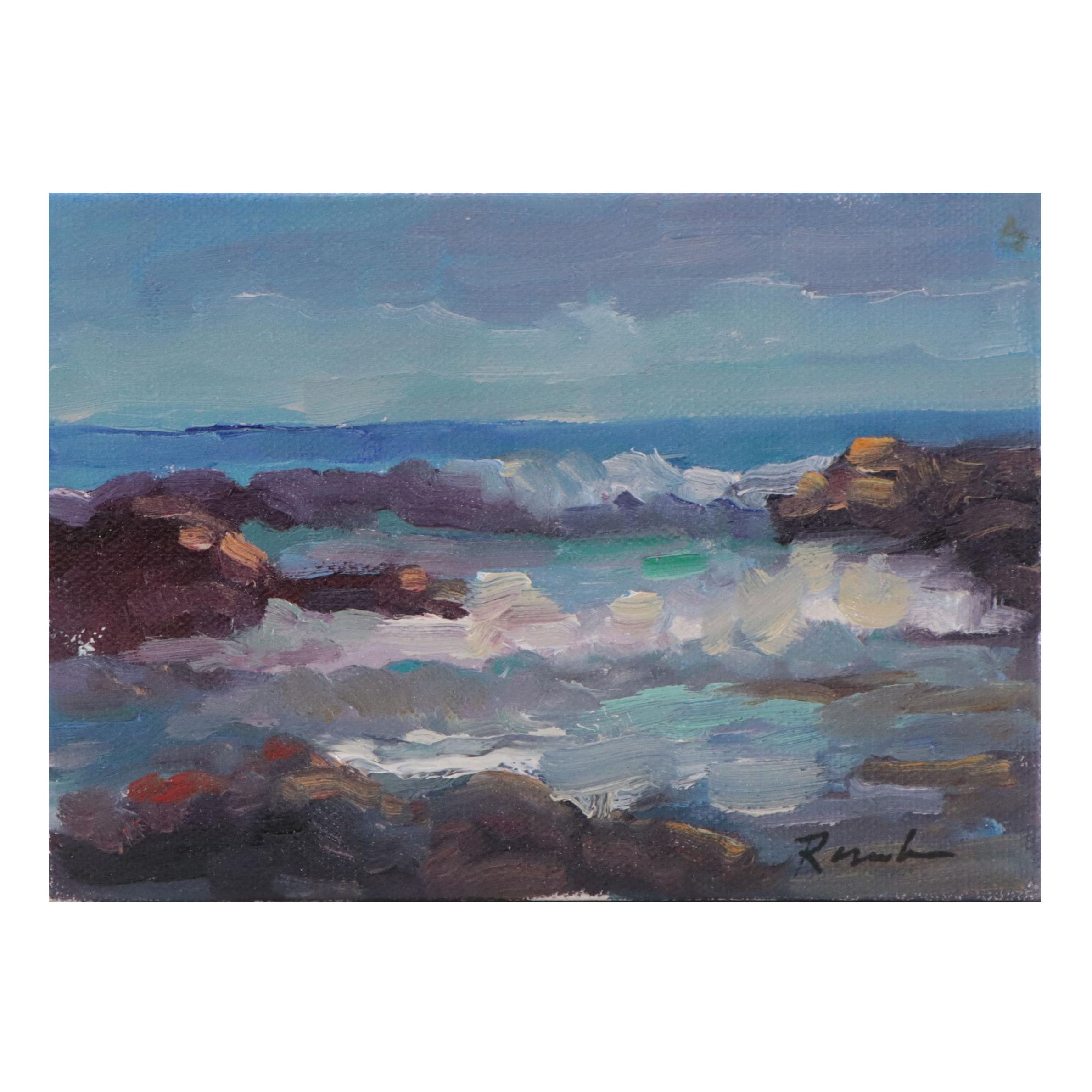 Sally Rosenbaum Seascape Oil Painting, 21st Century