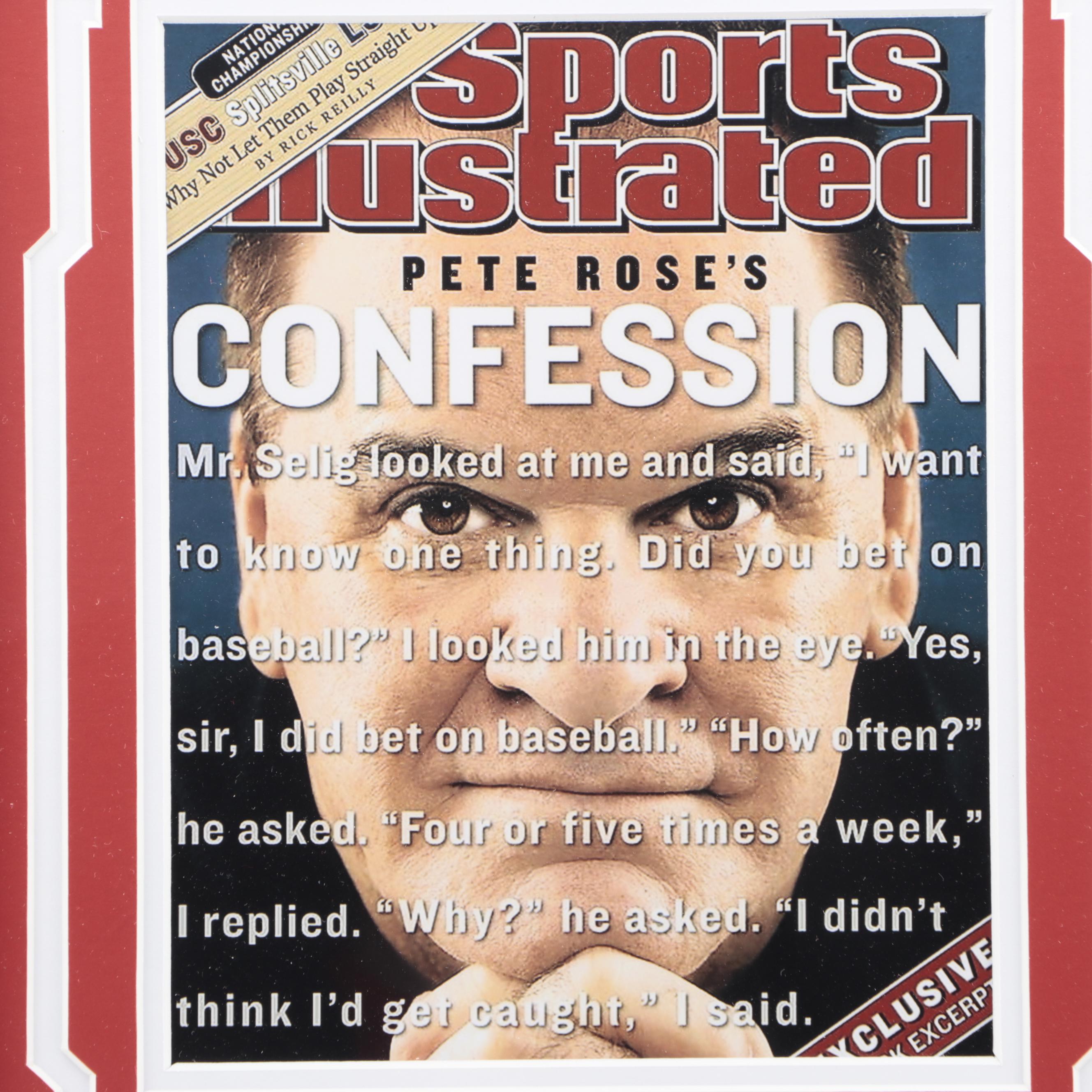 Pete Rose Signed Baseball, Sports Illustrated Giclée Print in Display Case