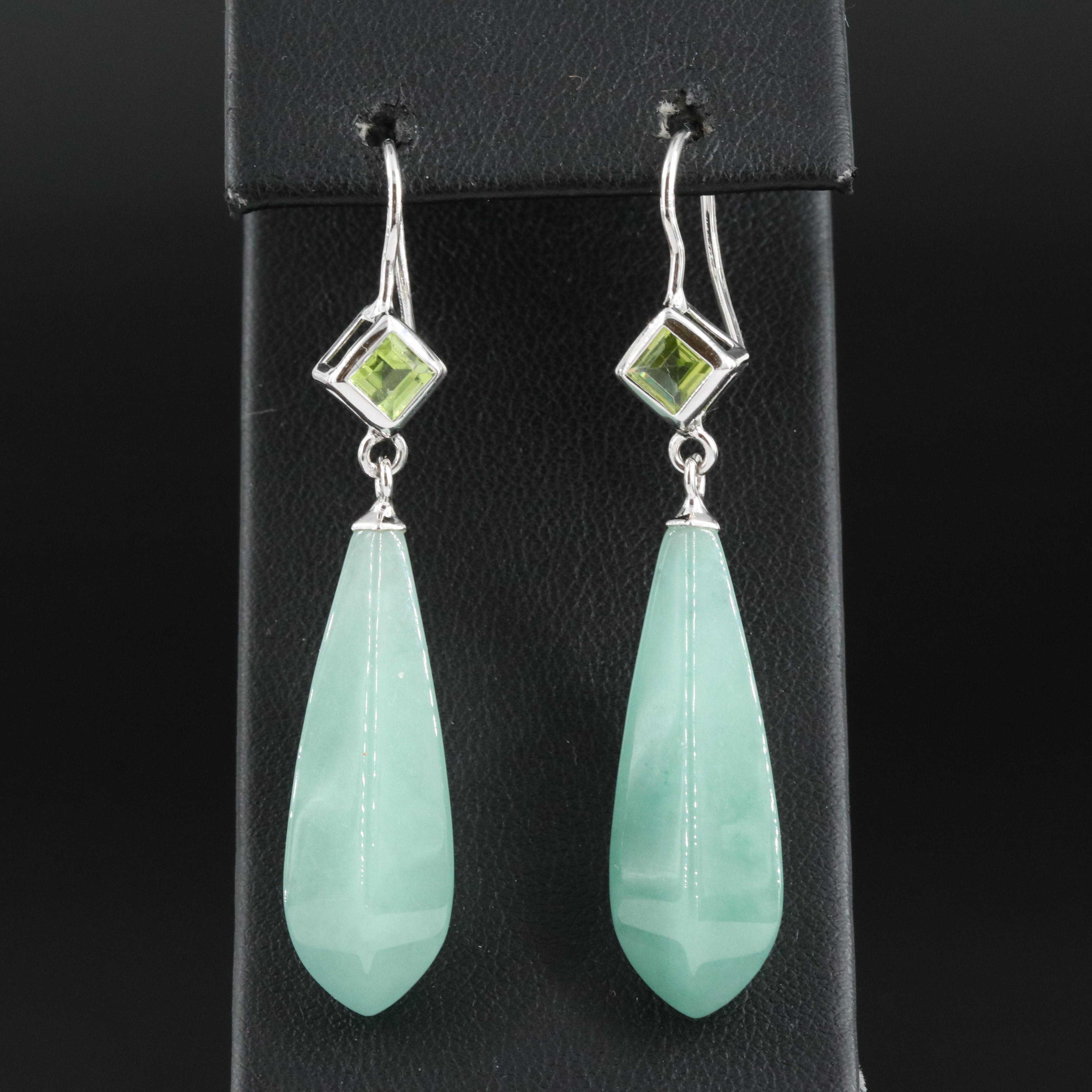 Jadeite and Peridot Drop Earrings