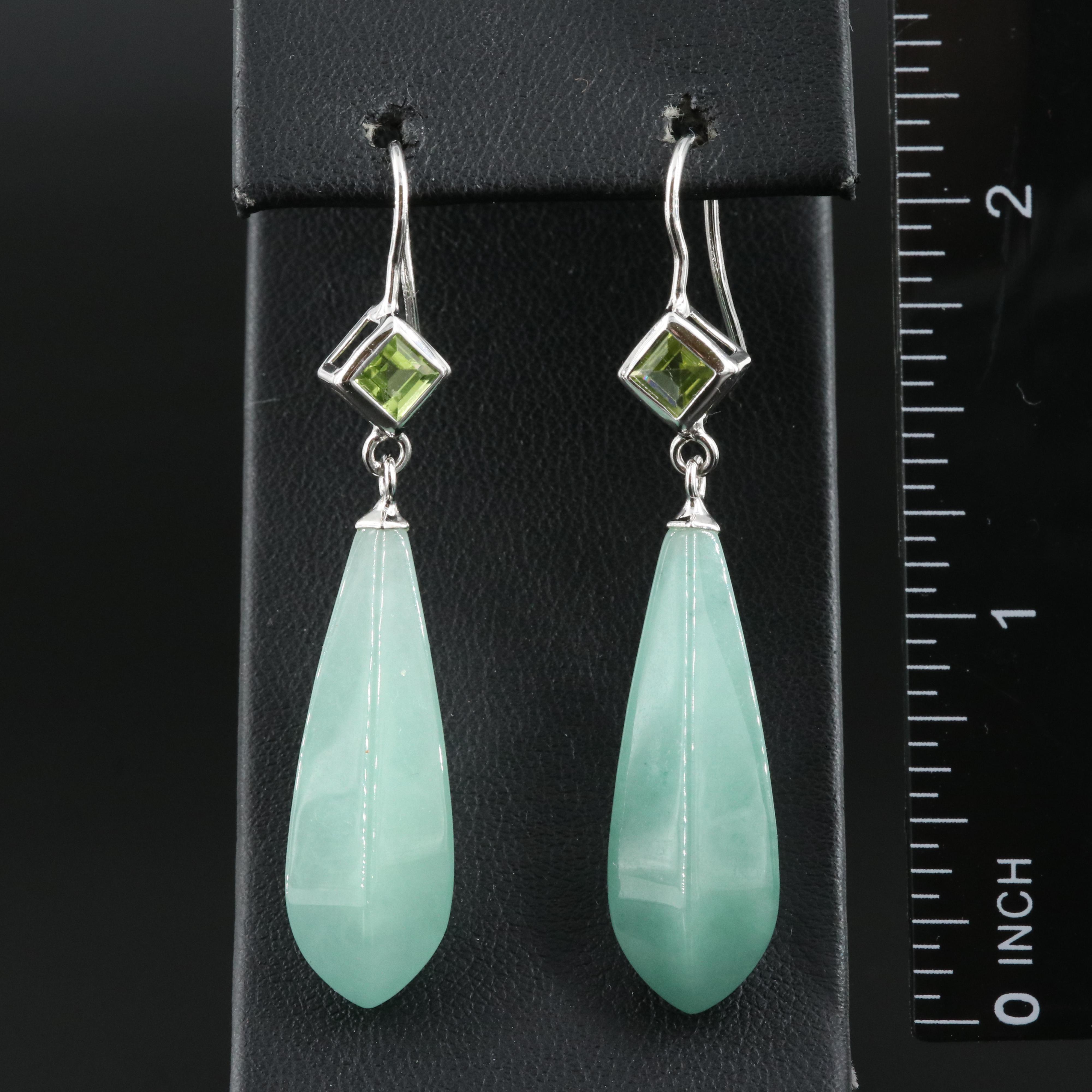 Jadeite and Peridot Drop Earrings