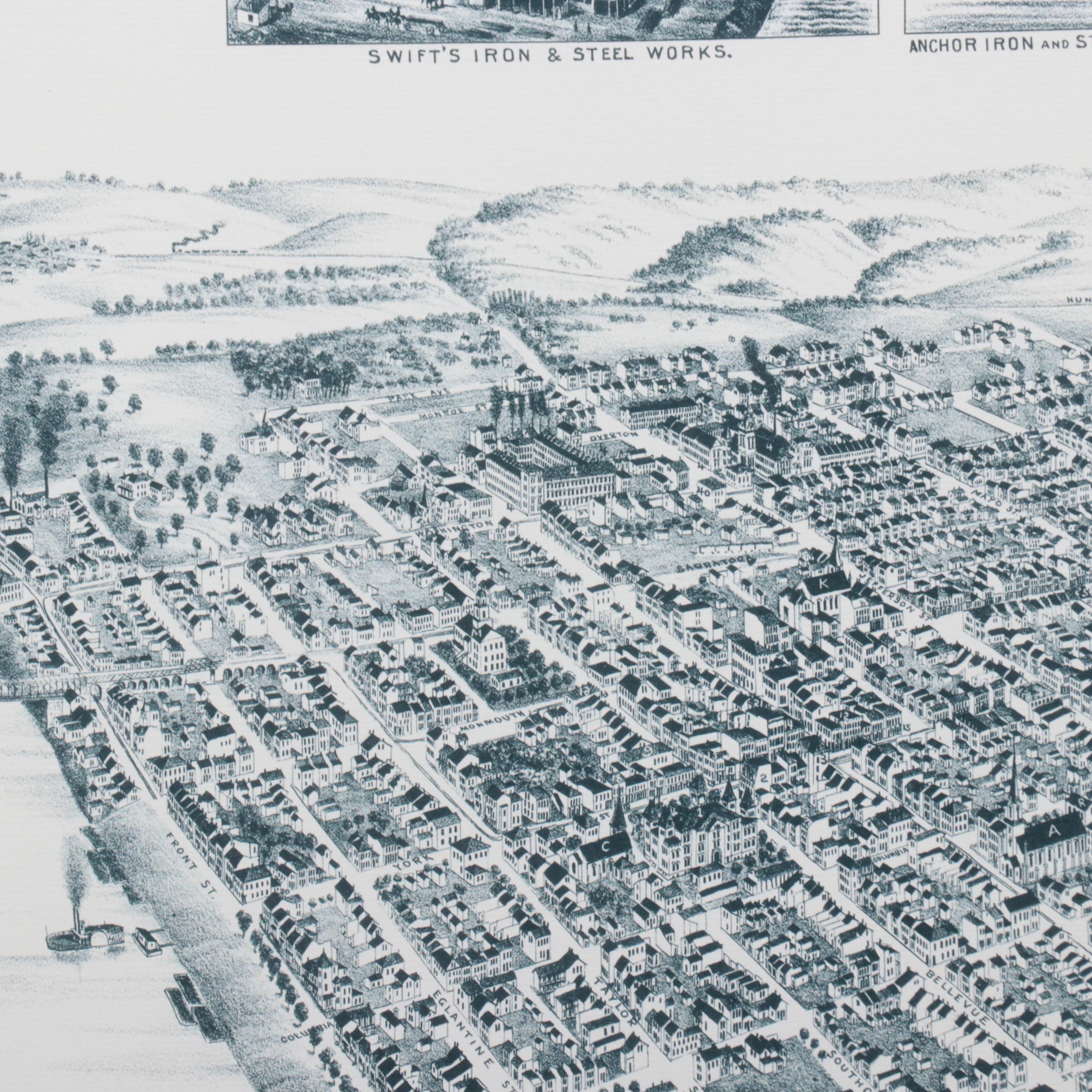 Limited Edition Giclée Map of Newport, Kentucky, Circa 1982