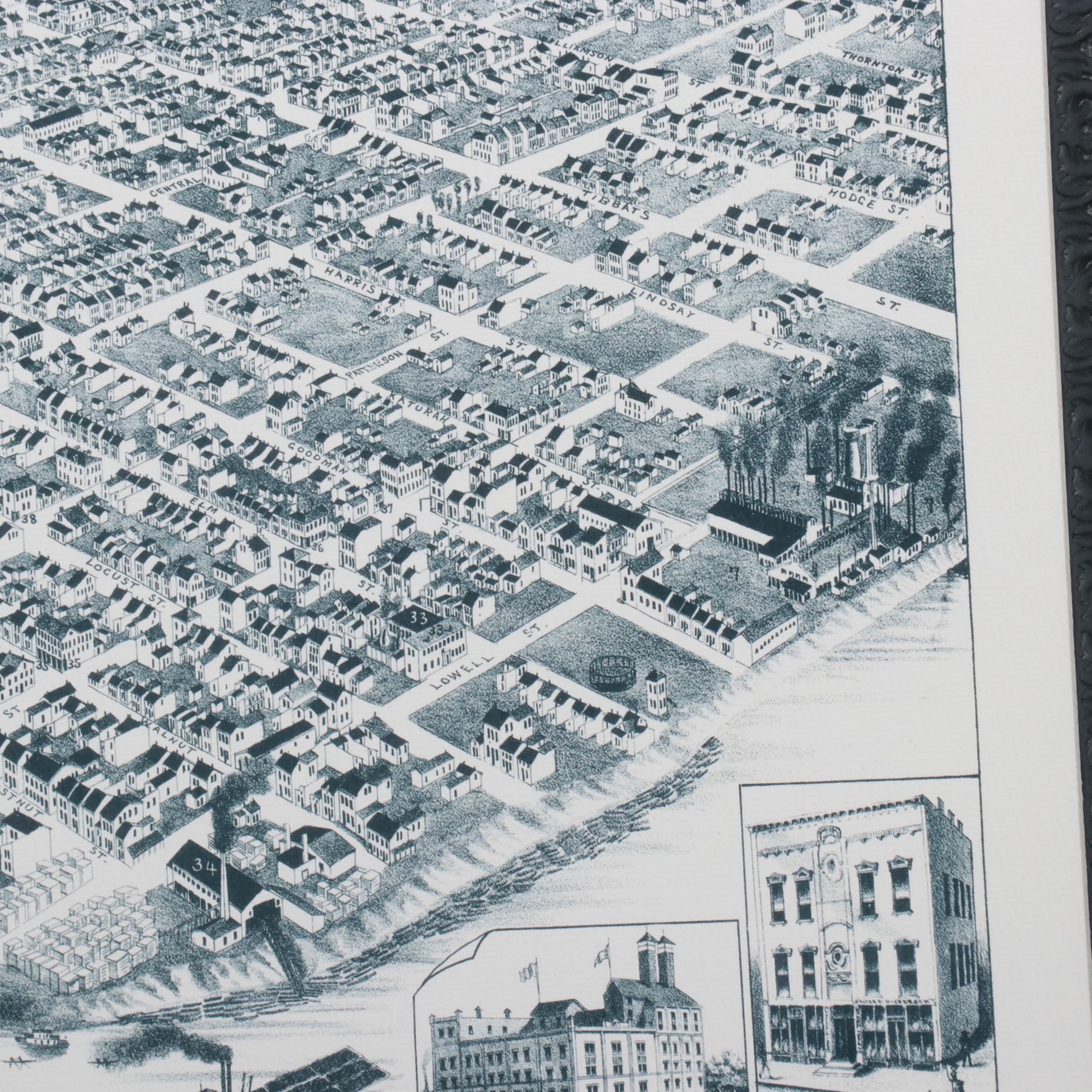 Limited Edition Giclée Map of Newport, Kentucky, Circa 1982
