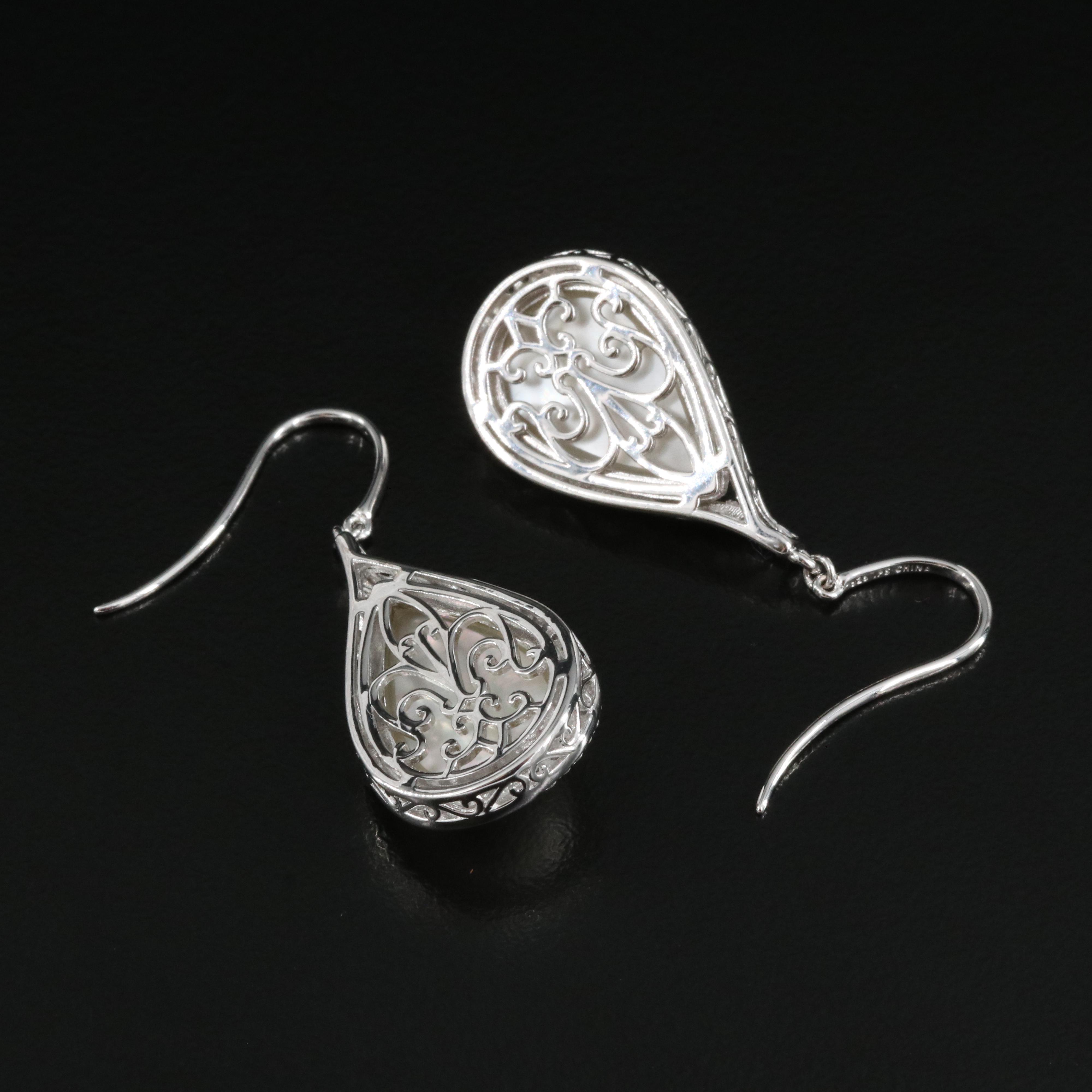 Sterling Faux Pearl and Topaz Drop Earrings