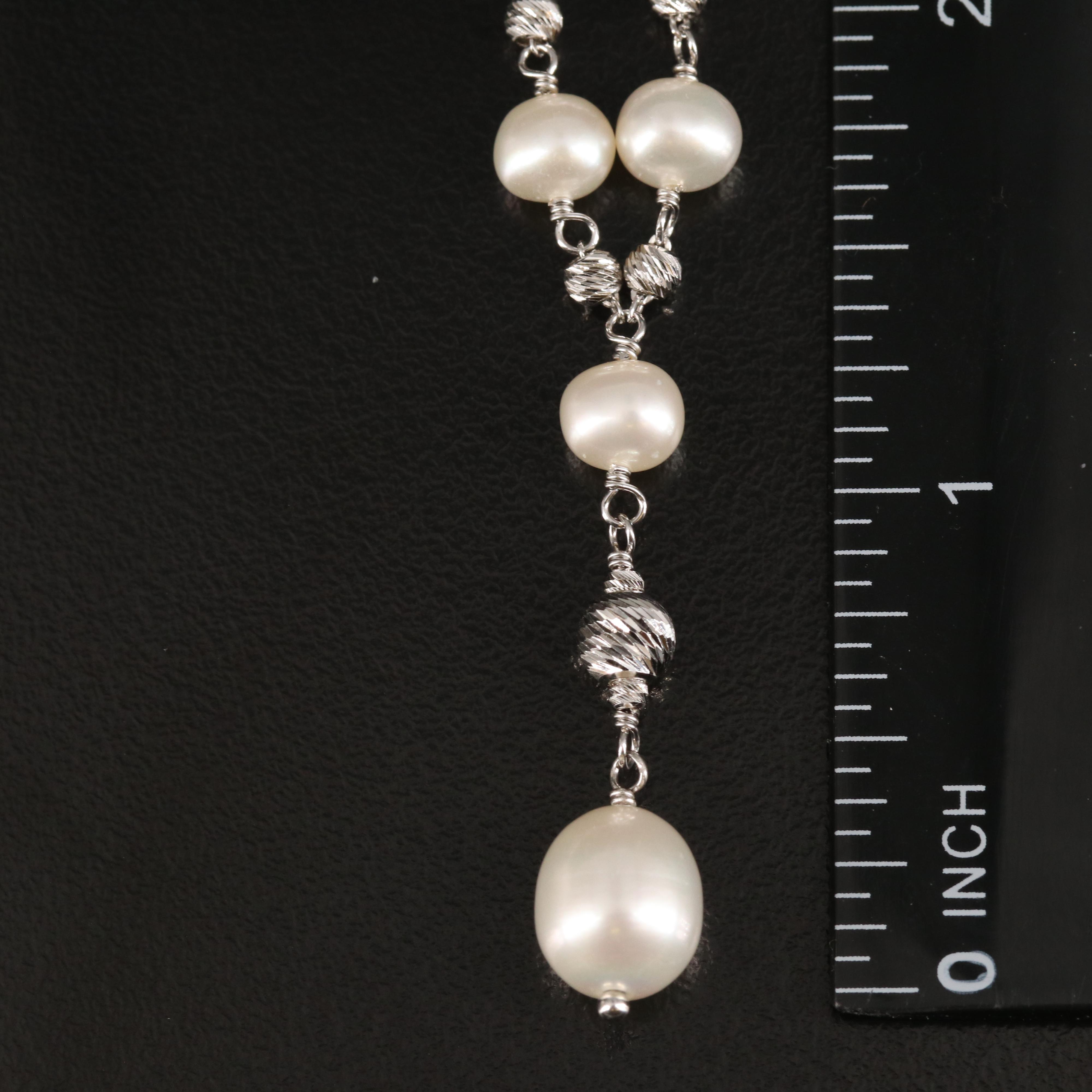 Sterling Pearl Necklace and Earring Set