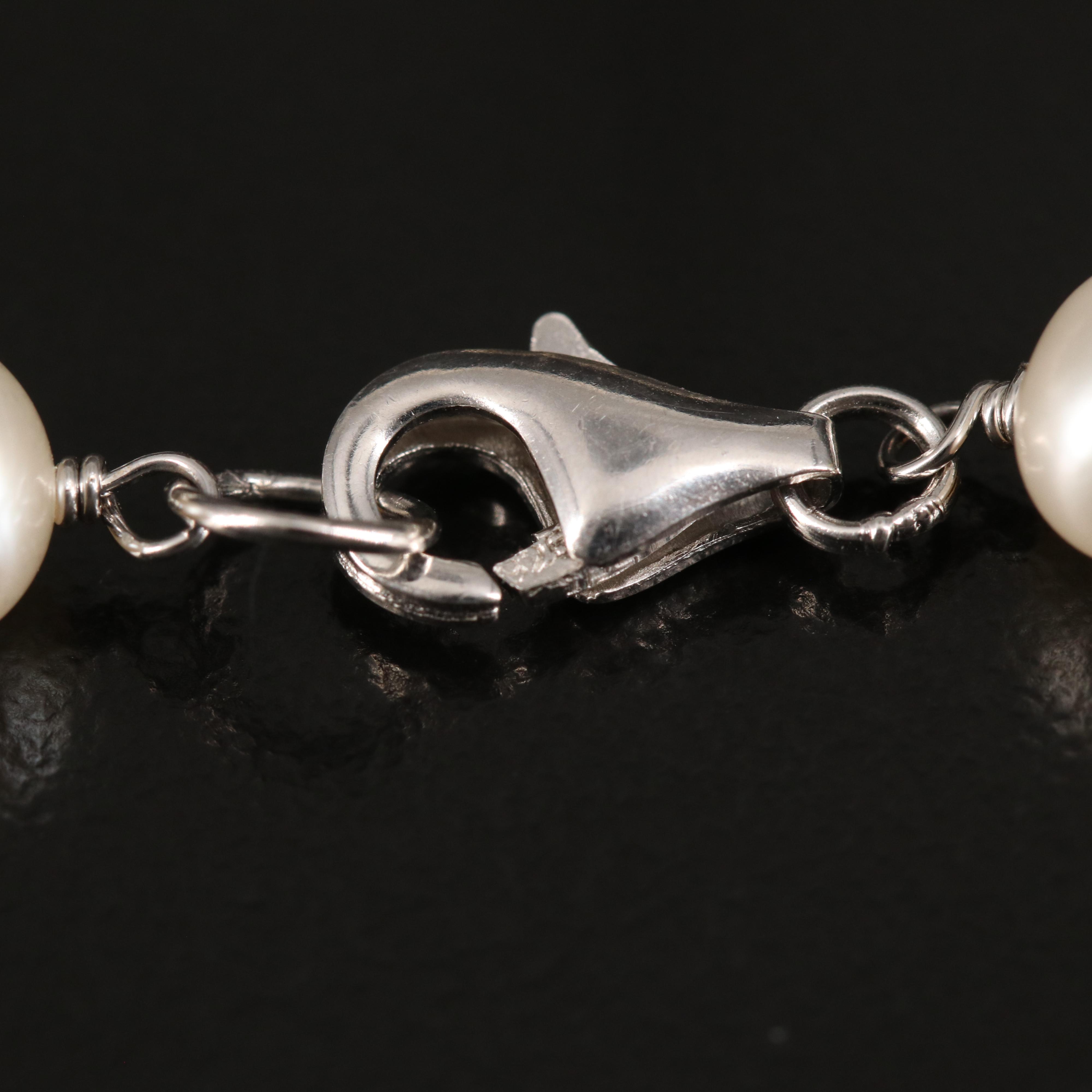 Sterling Pearl Necklace and Earring Set