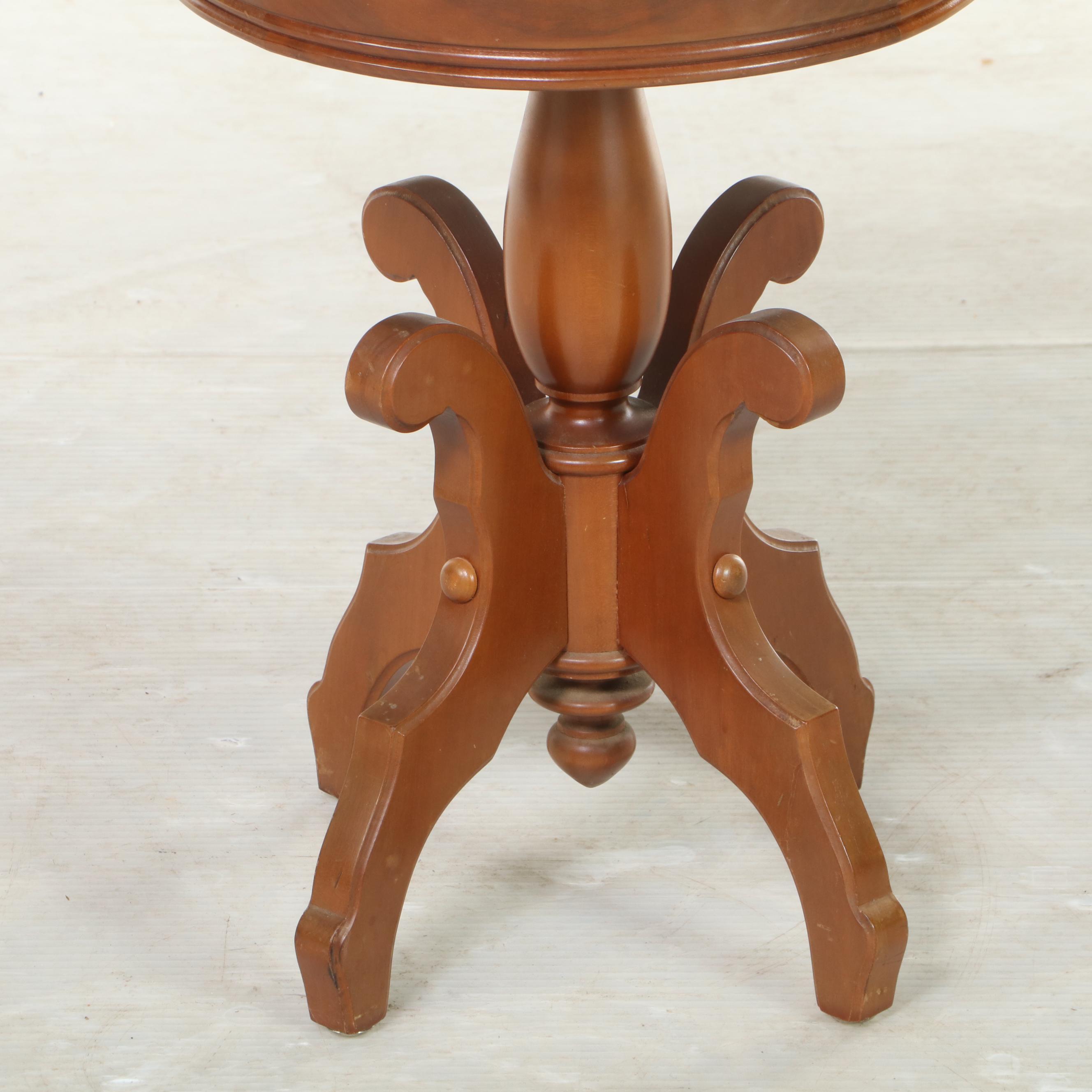 Victorian Style Cherrywood and White Marble Side Table, Mid to Late 20th Century