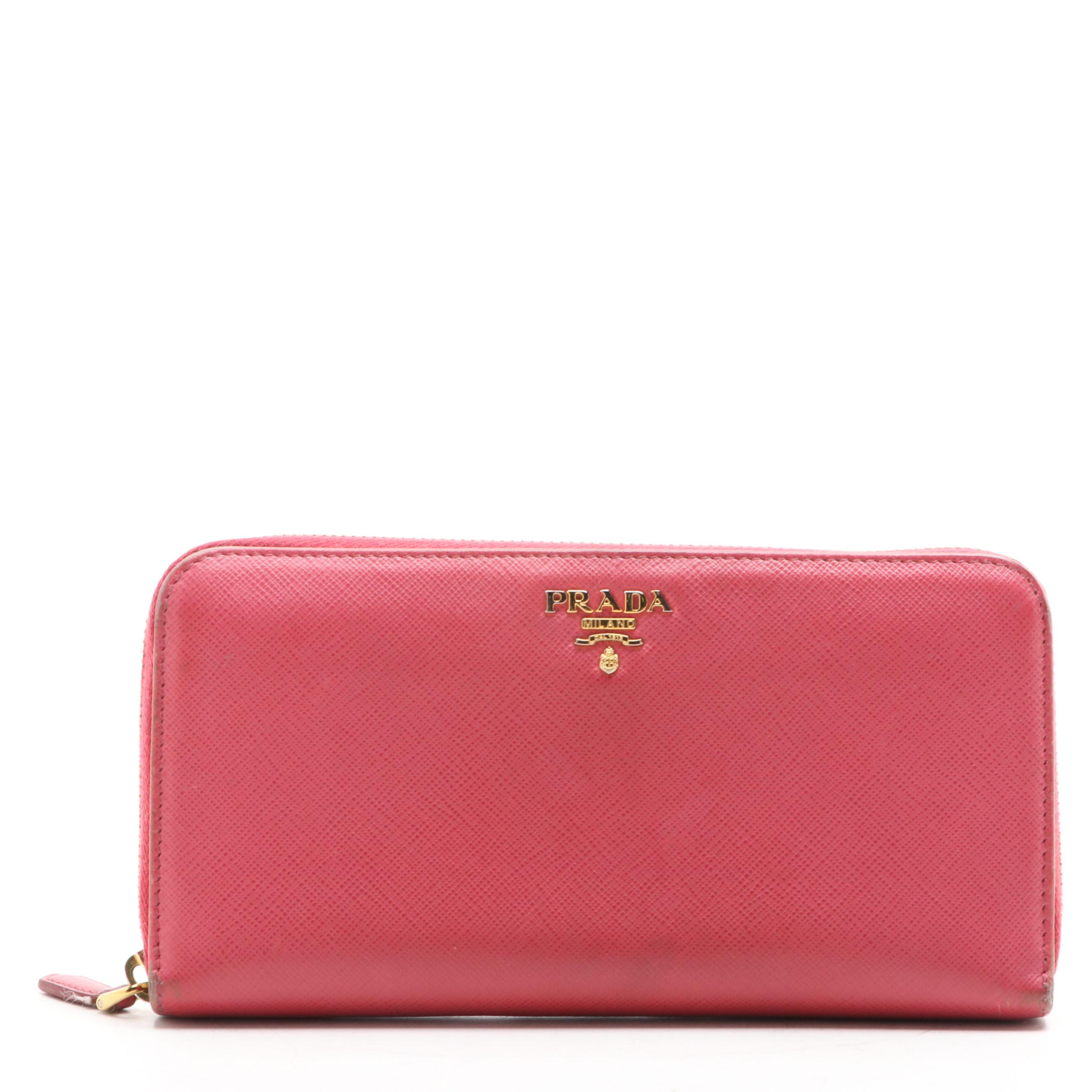 Prada Zip Around Wallet in Saffiano Leather