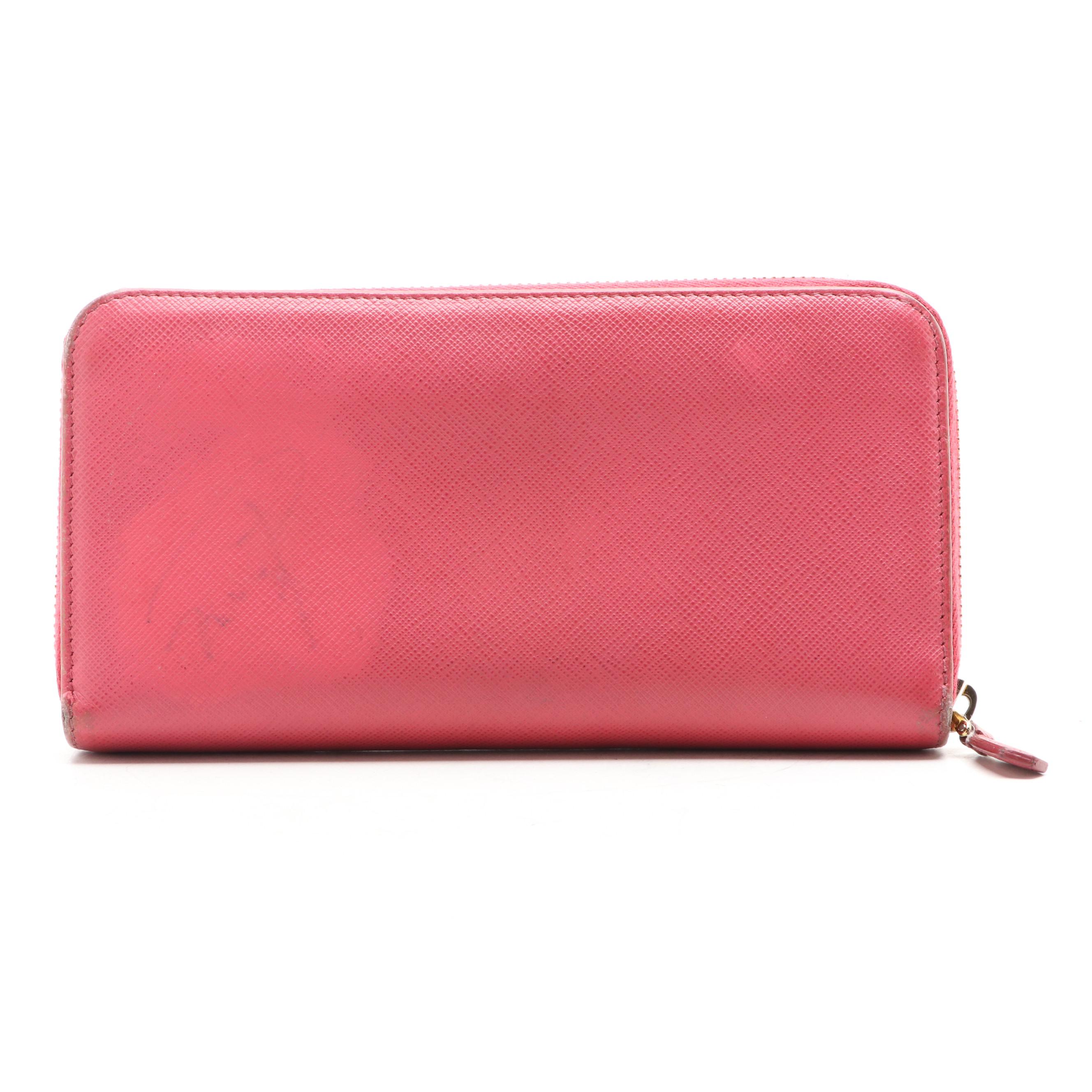 Prada Zip Around Wallet in Saffiano Leather
