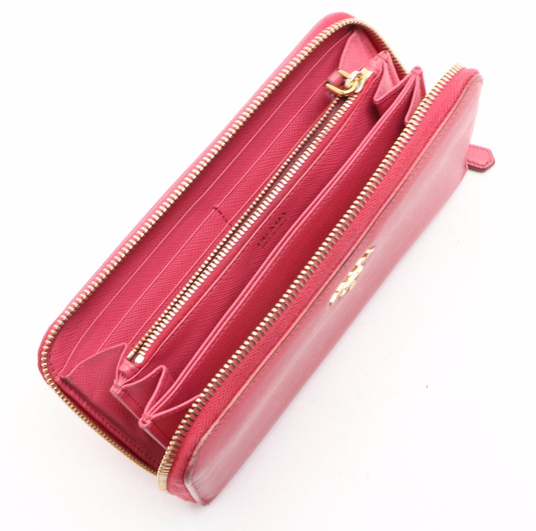 Prada Zip Around Wallet in Saffiano Leather