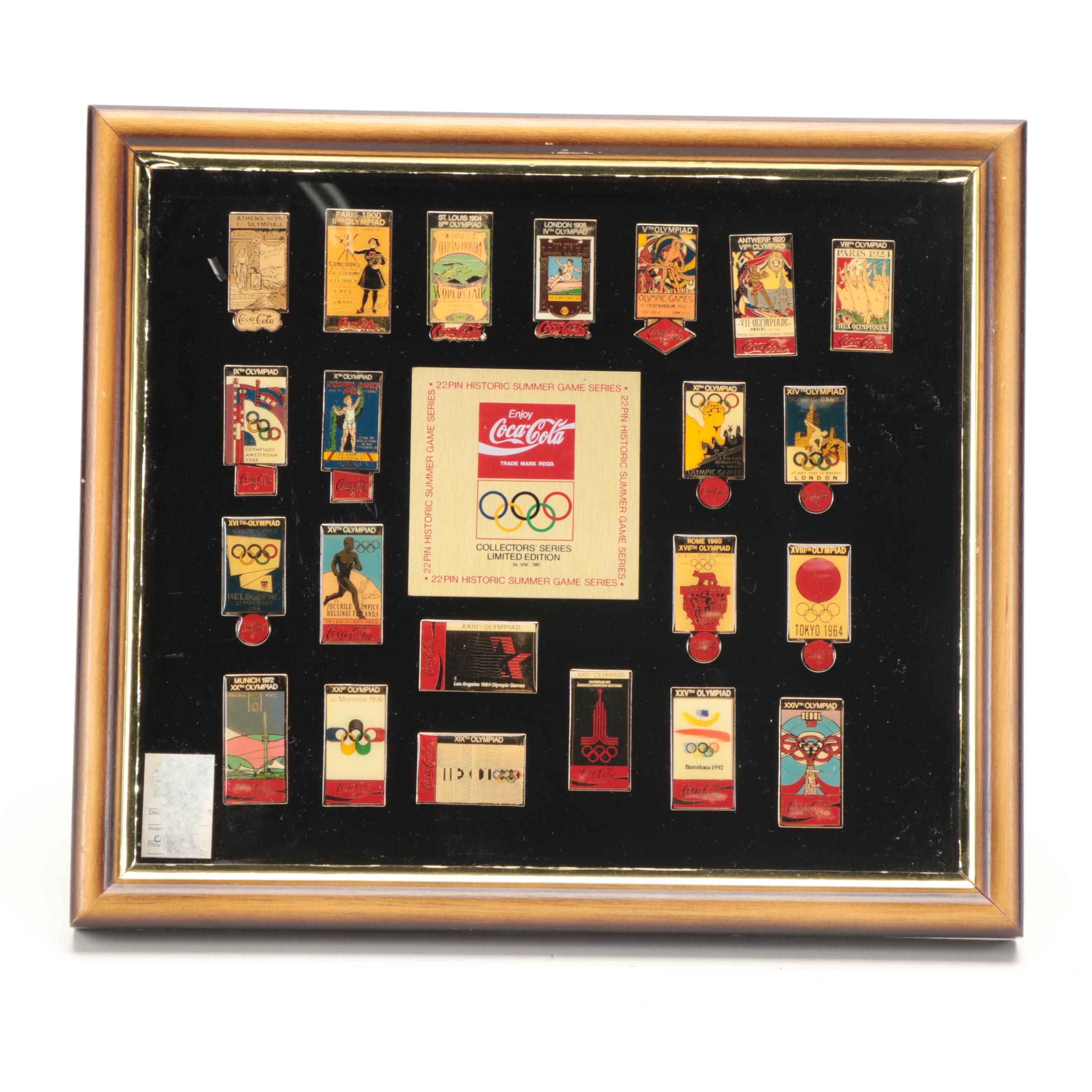 Coca-Cola Limited Edition Summer Olympics Pinbacks with More Coca-Cola Pins