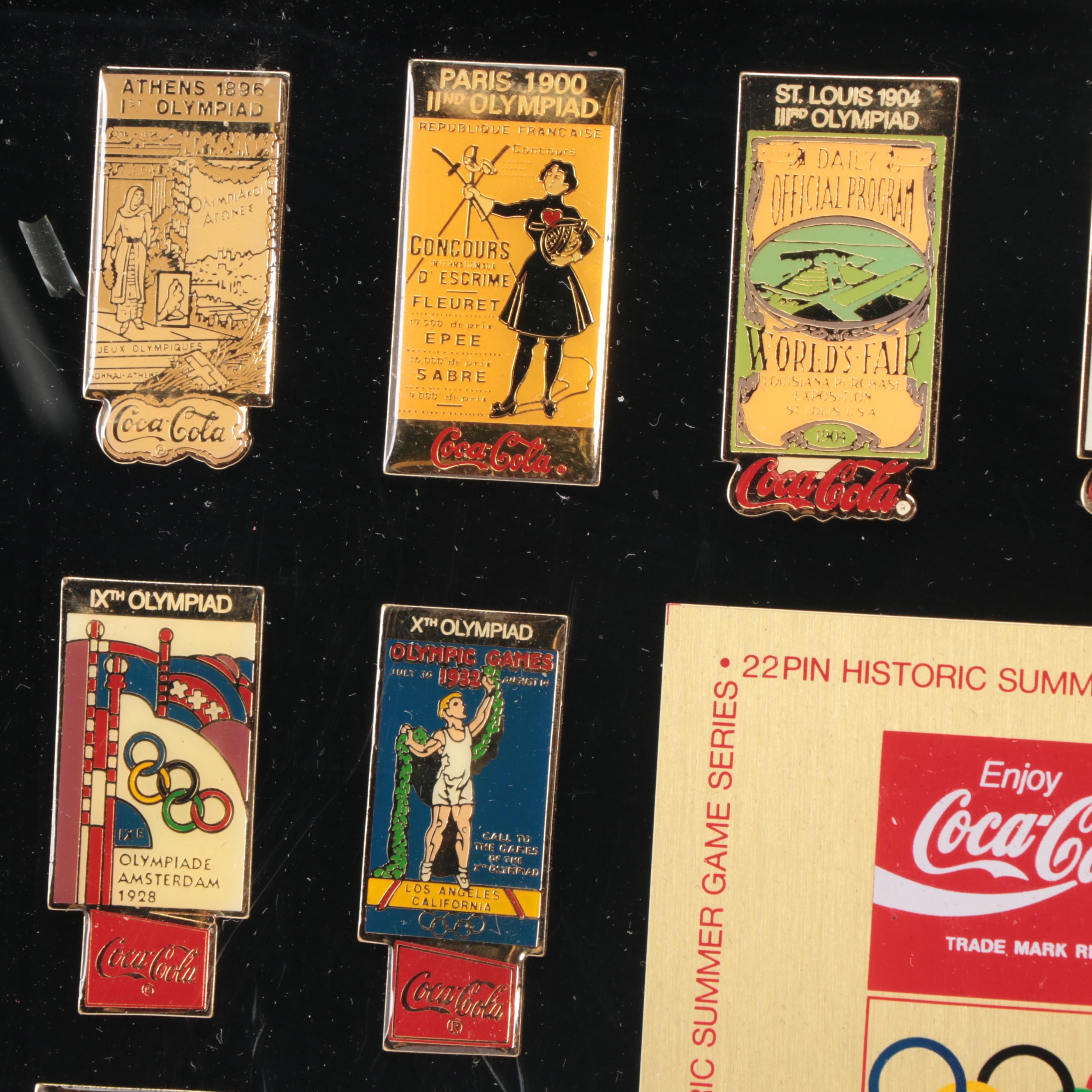 Coca-Cola Limited Edition Summer Olympics Pinbacks with More Coca-Cola Pins