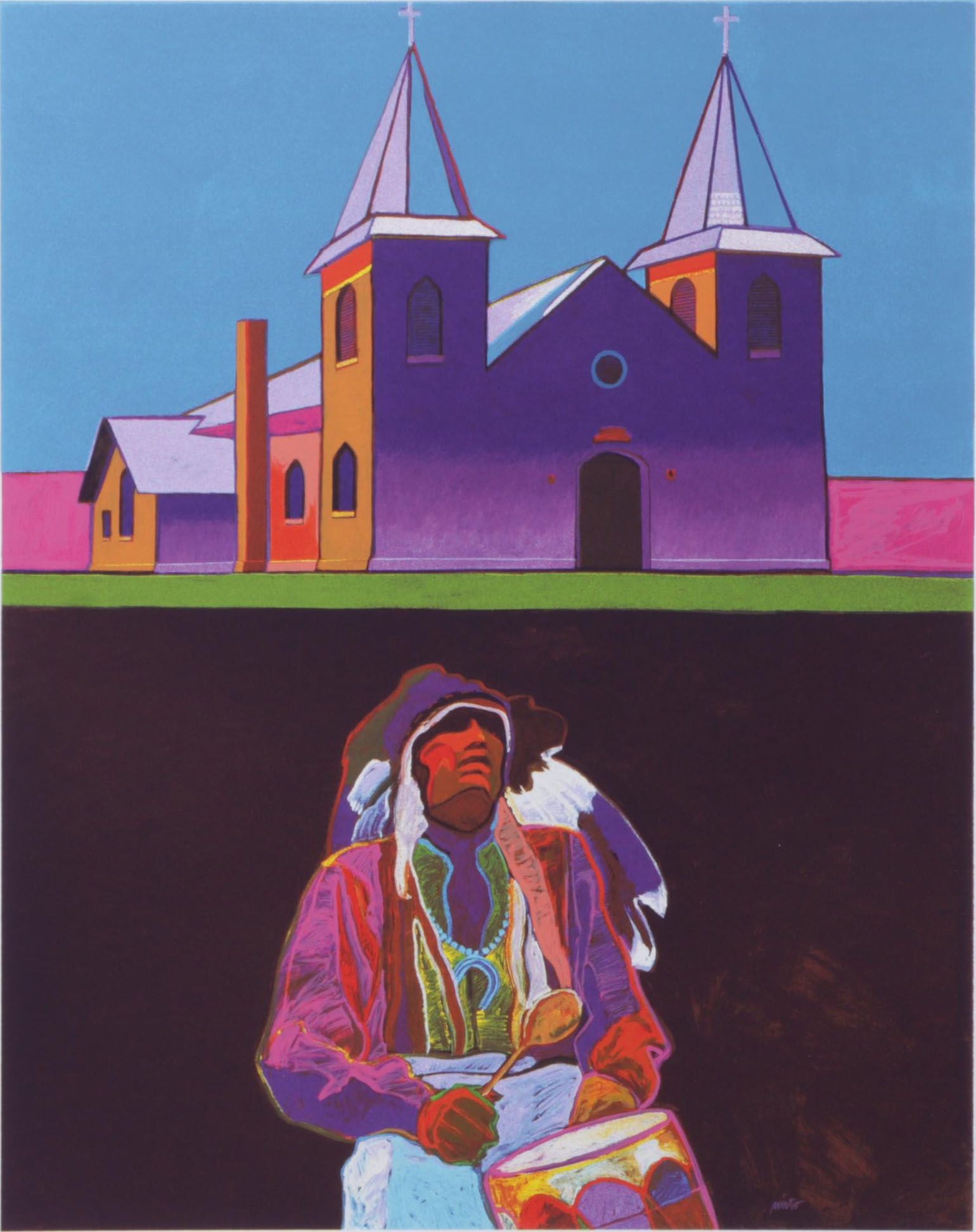 John Nieto Serigraph "Anton Chico Church," 1996