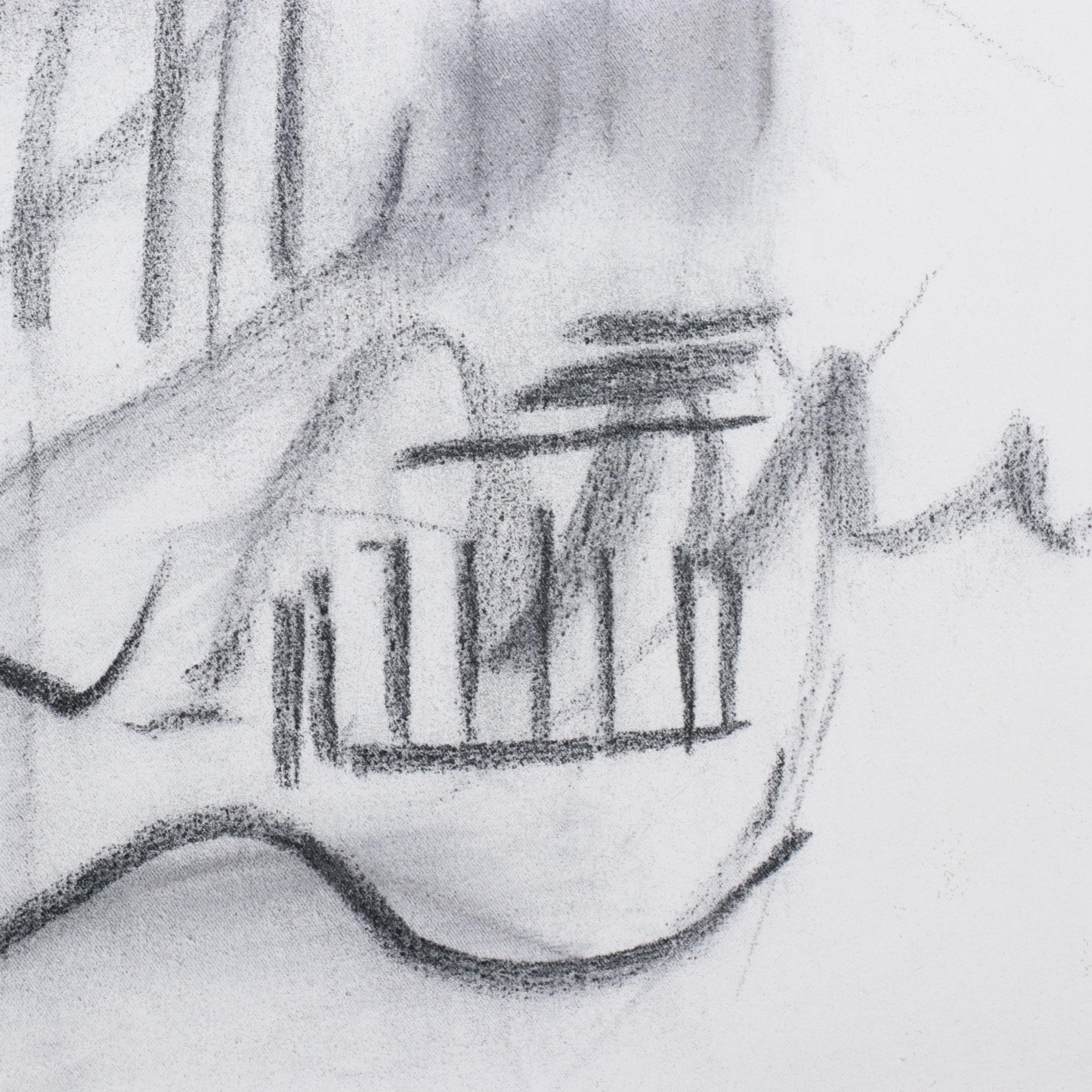 Paul Chidlaw Abstract Charcoal Drawing "Impromptu Landscape," 1987