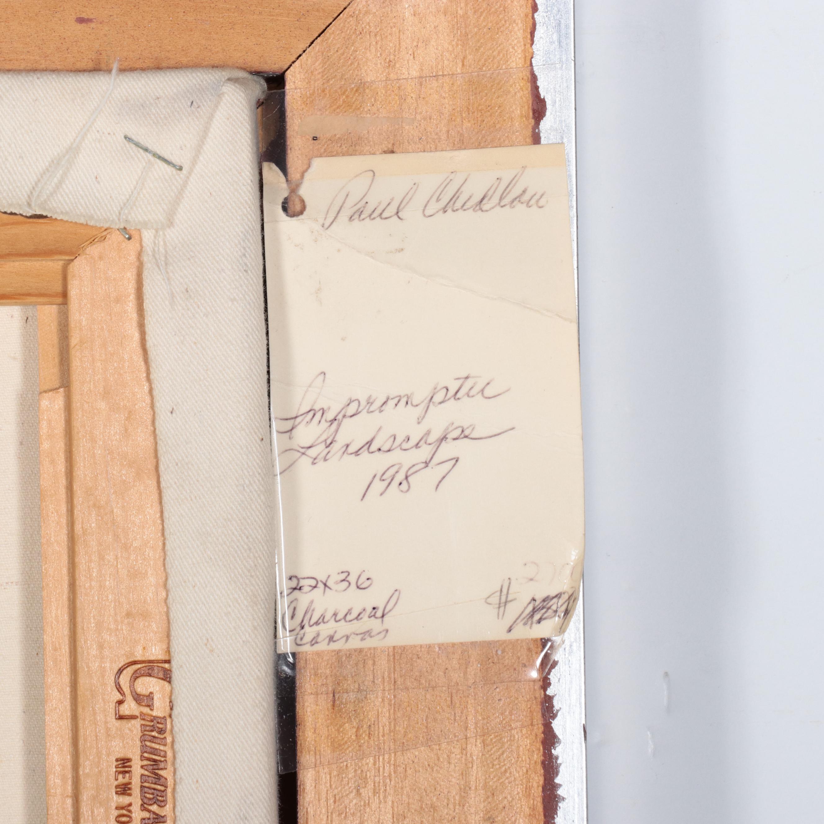 Paul Chidlaw Abstract Charcoal Drawing "Impromptu Landscape," 1987