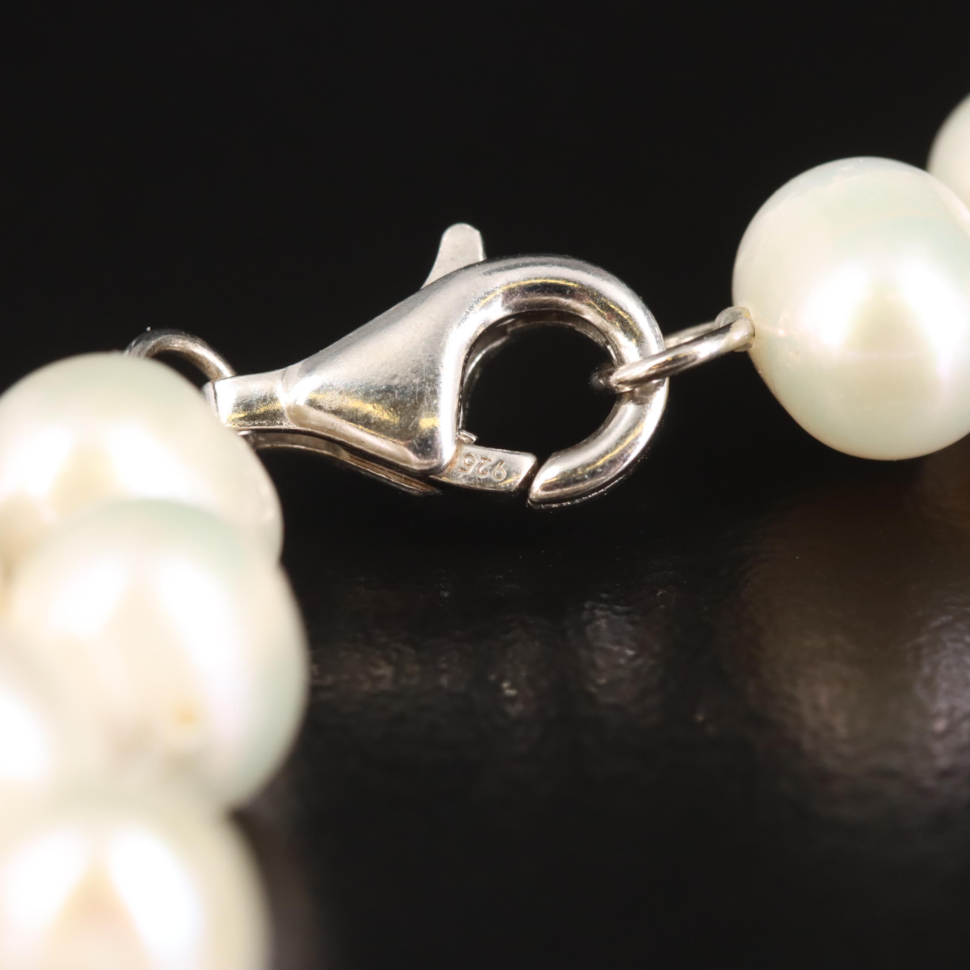 Sterling Pearl Chevron Necklace