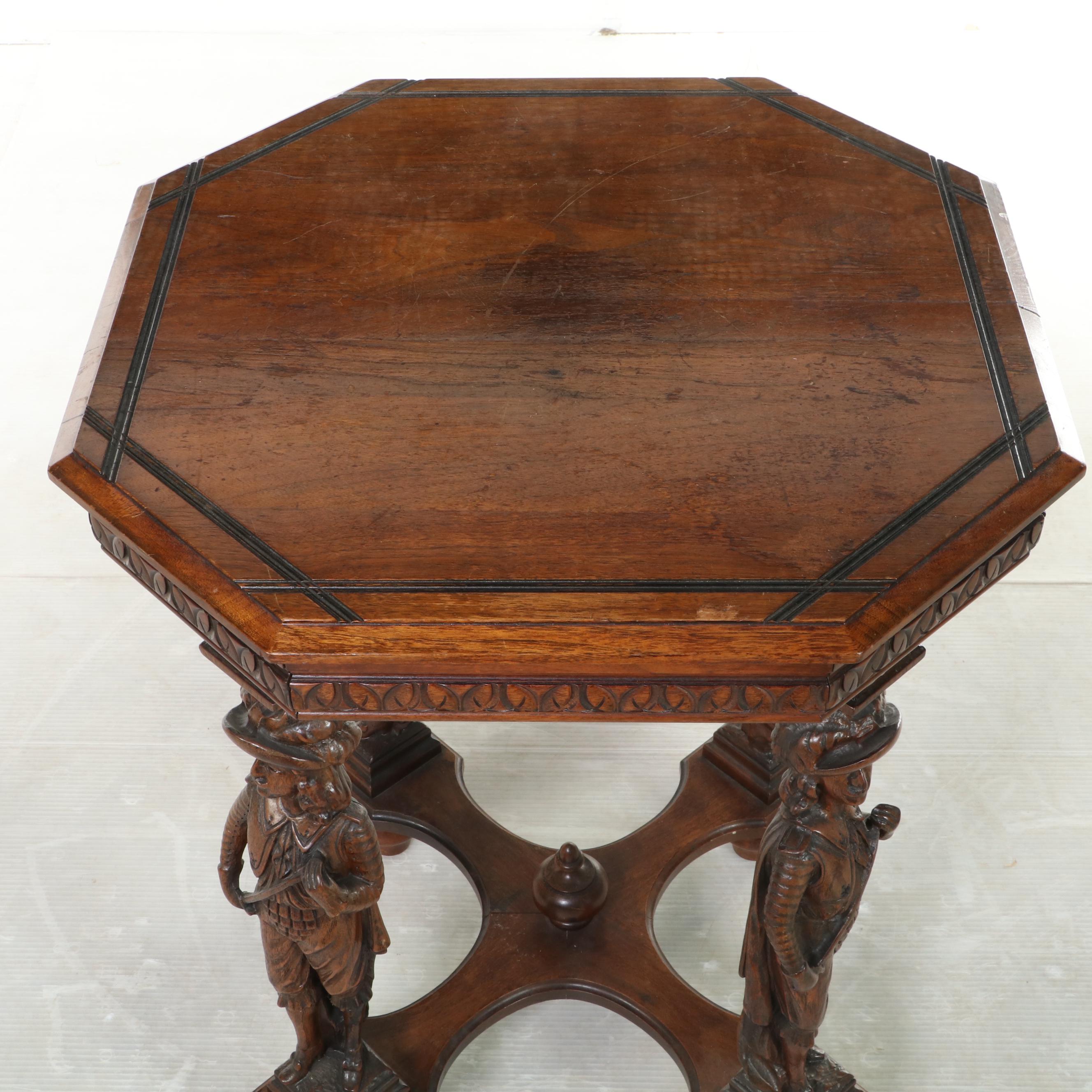 Renaissance Revival Carved Walnut Side Table, Early 20th Century