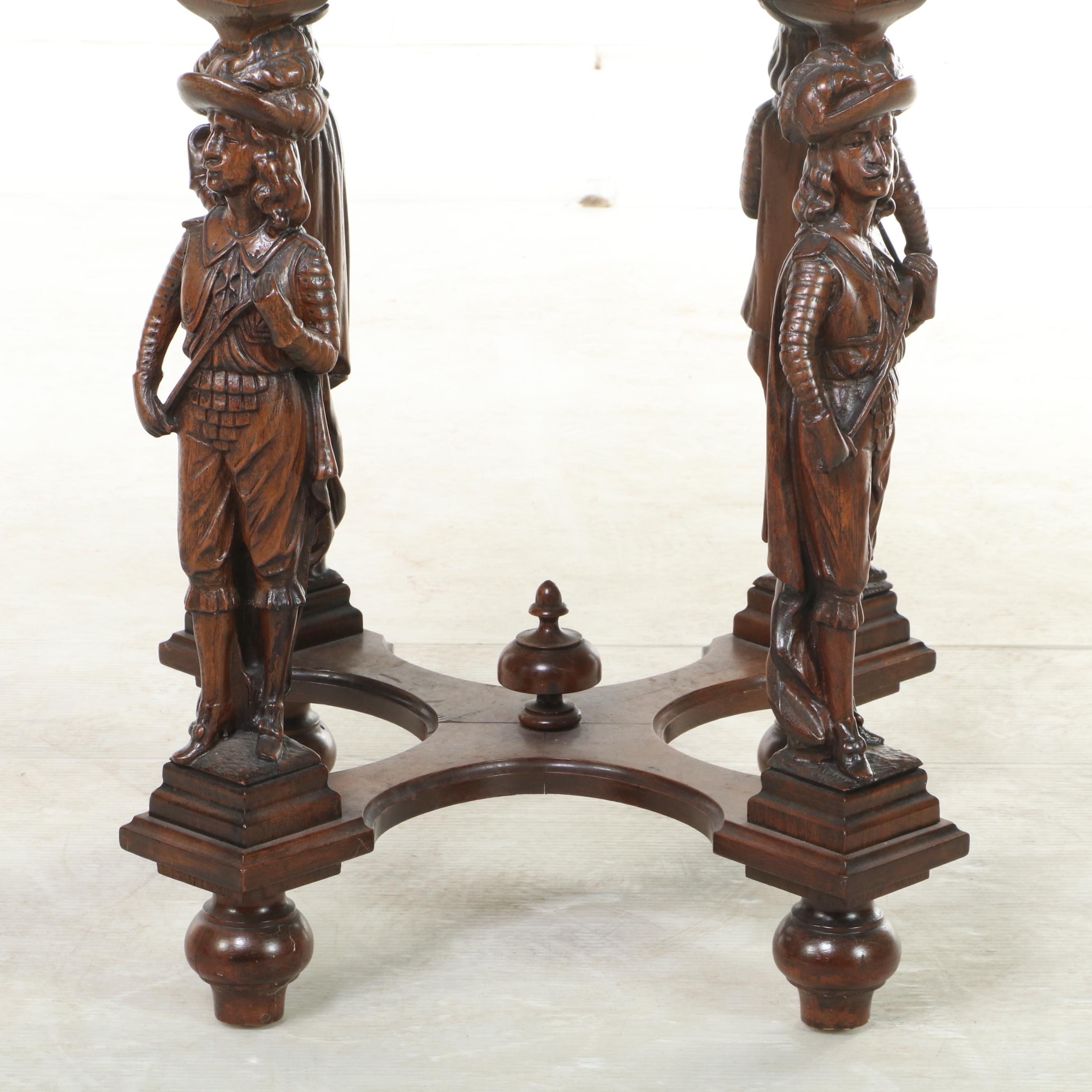 Renaissance Revival Carved Walnut Side Table, Early 20th Century