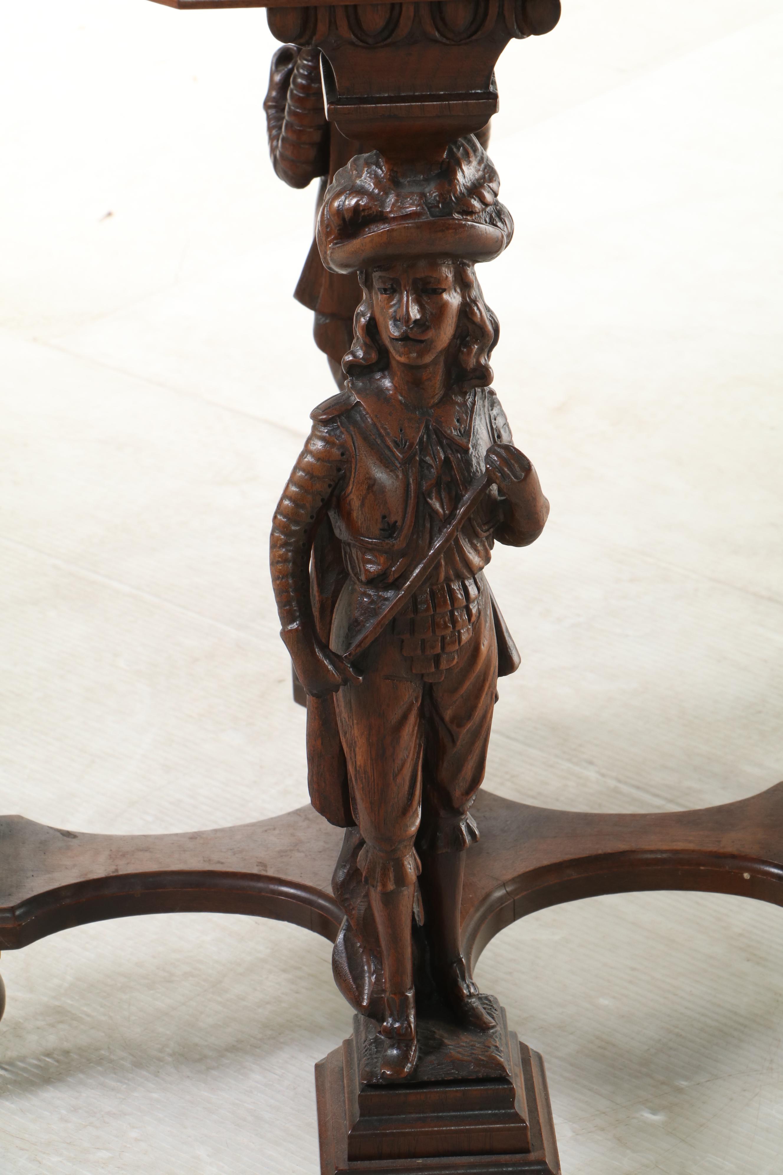 Renaissance Revival Carved Walnut Side Table, Early 20th Century