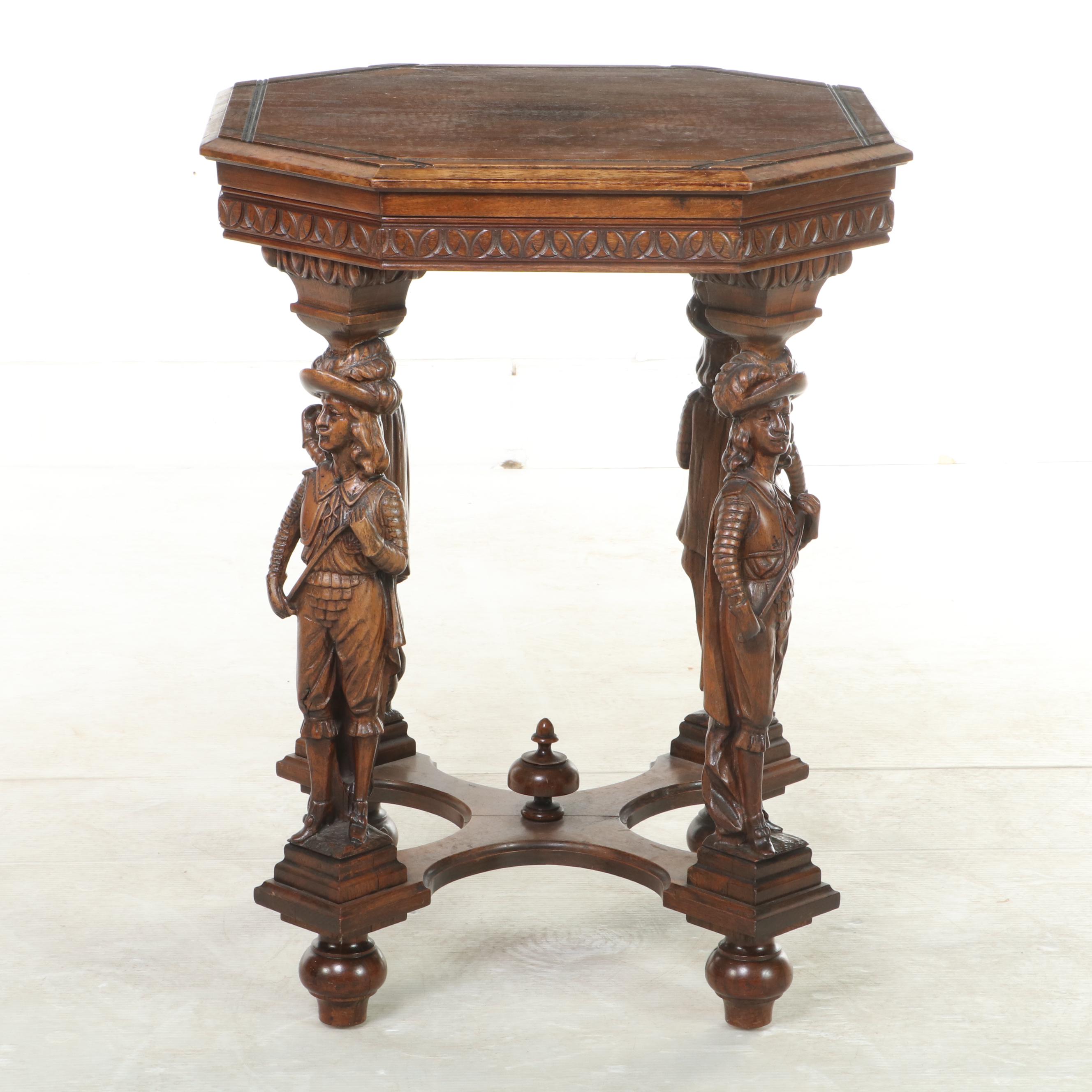 Renaissance Revival Carved Walnut Side Table, Early 20th Century
