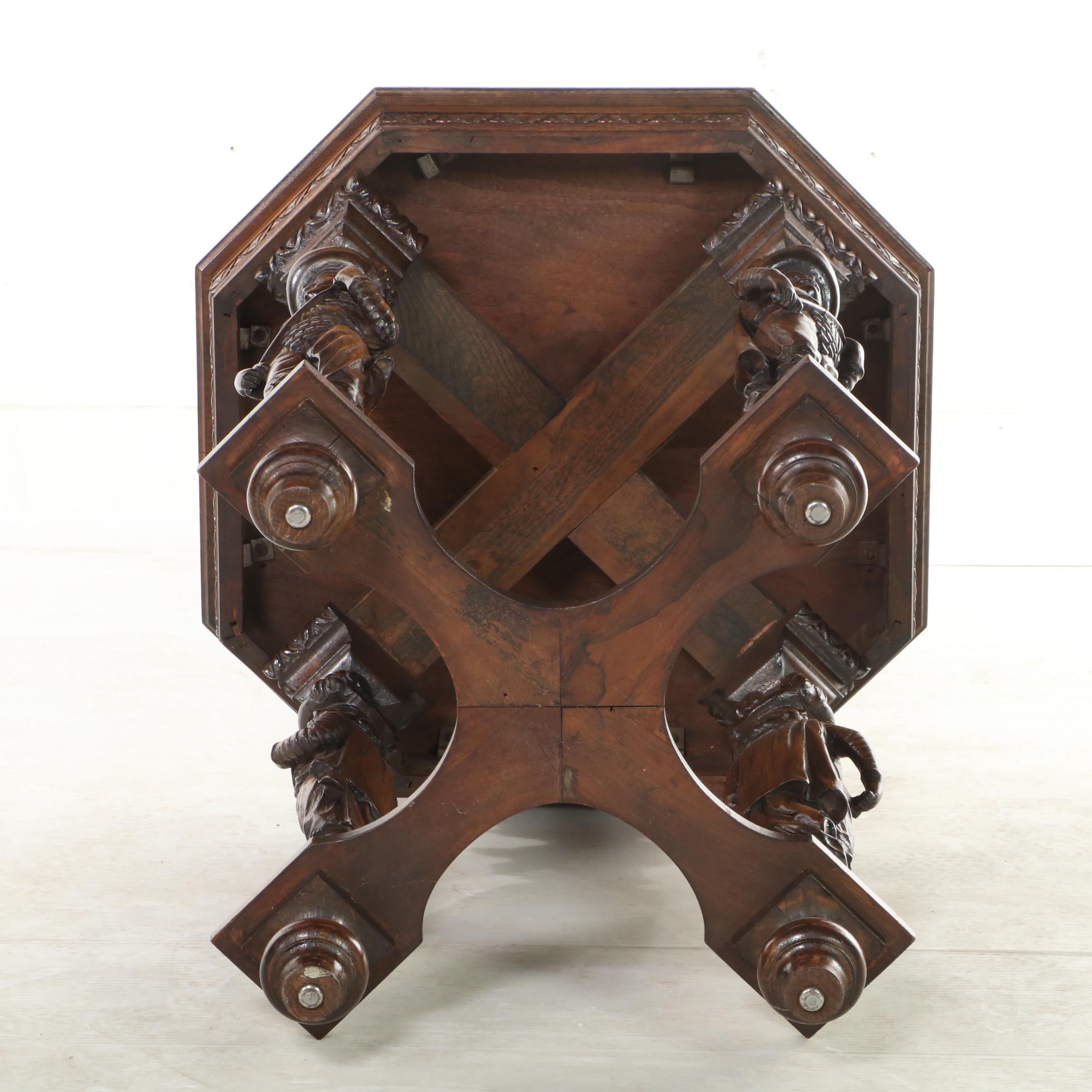 Renaissance Revival Carved Walnut Side Table, Early 20th Century