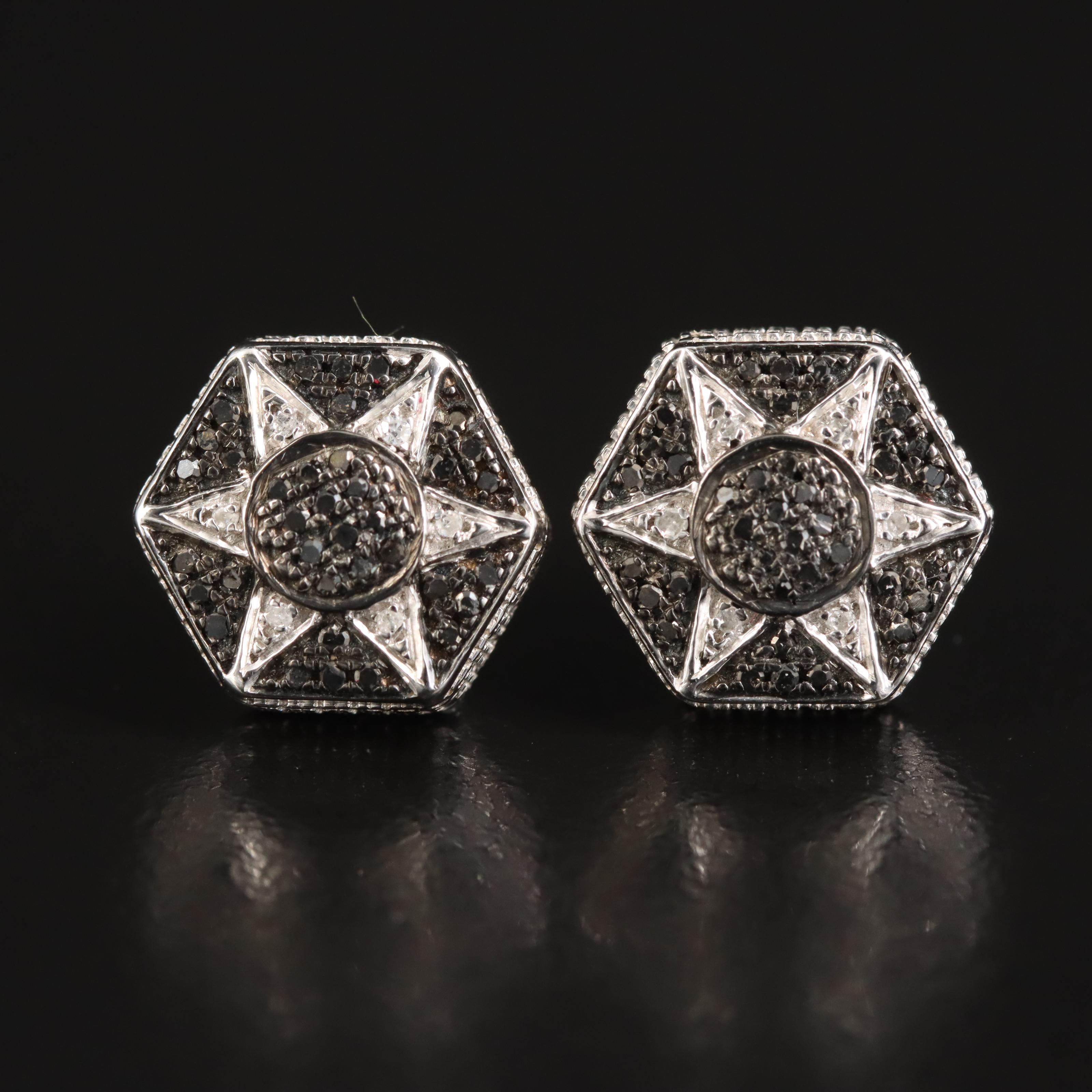 10K Diamond Hexagram Star Earrings