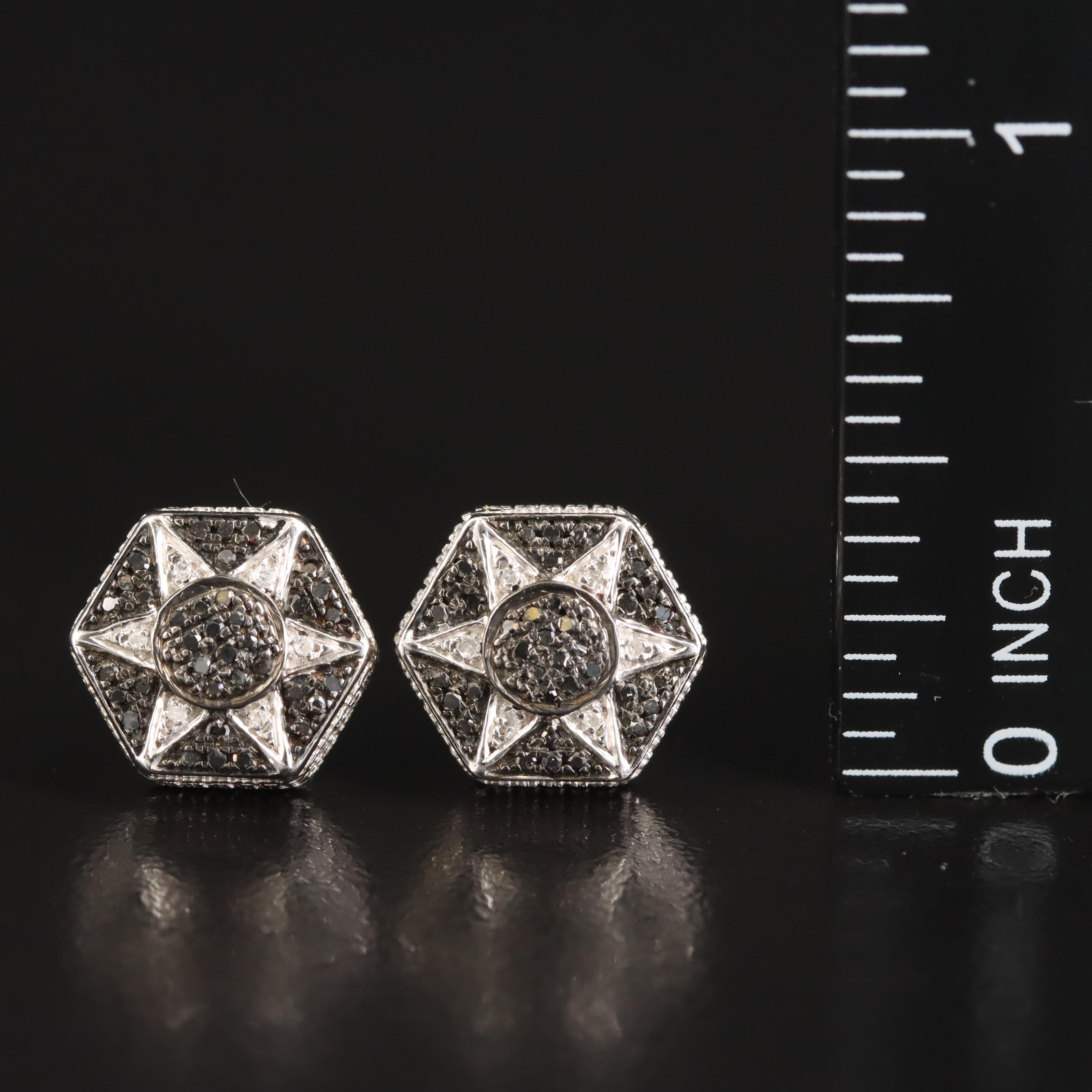 10K Diamond Hexagram Star Earrings