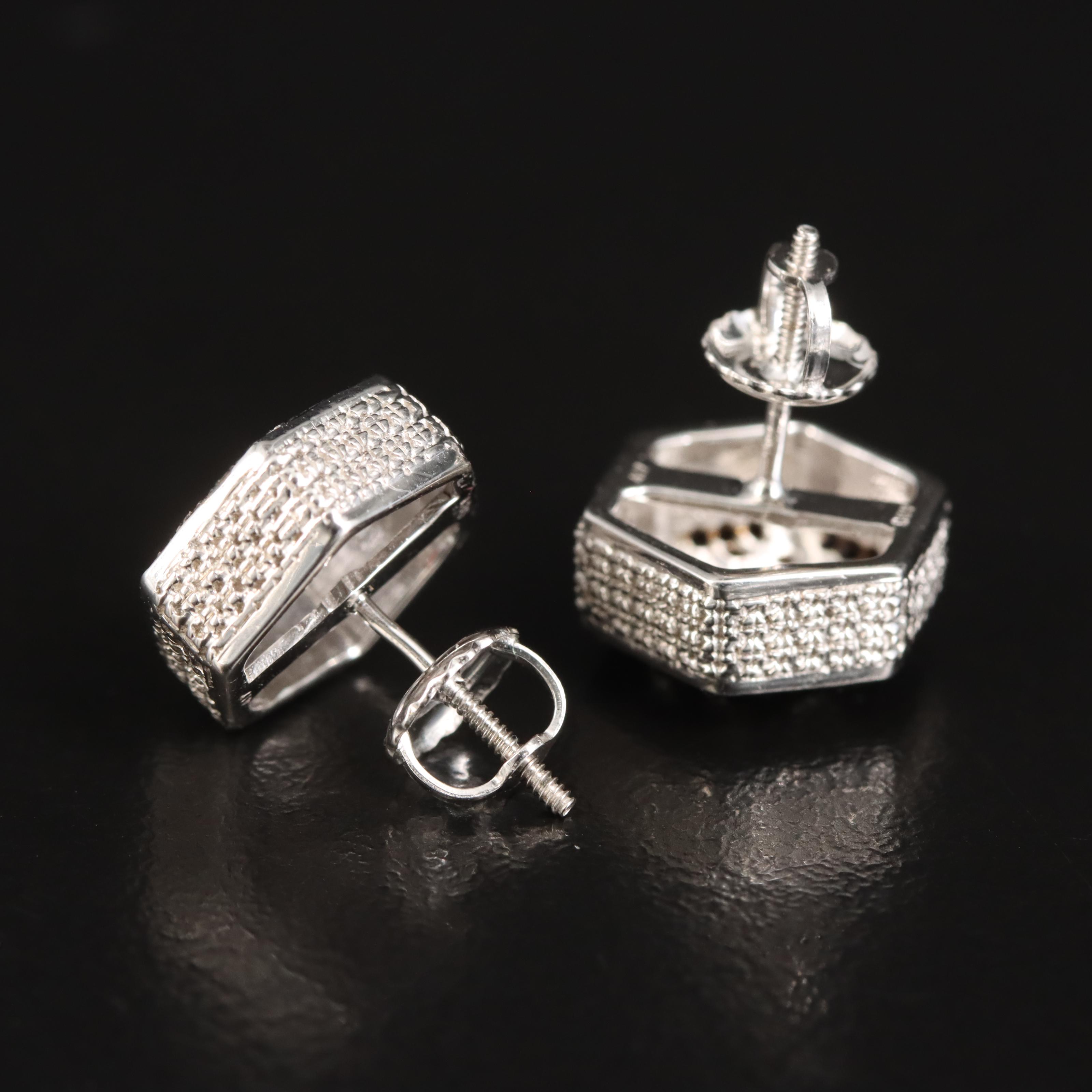 10K Diamond Hexagram Star Earrings