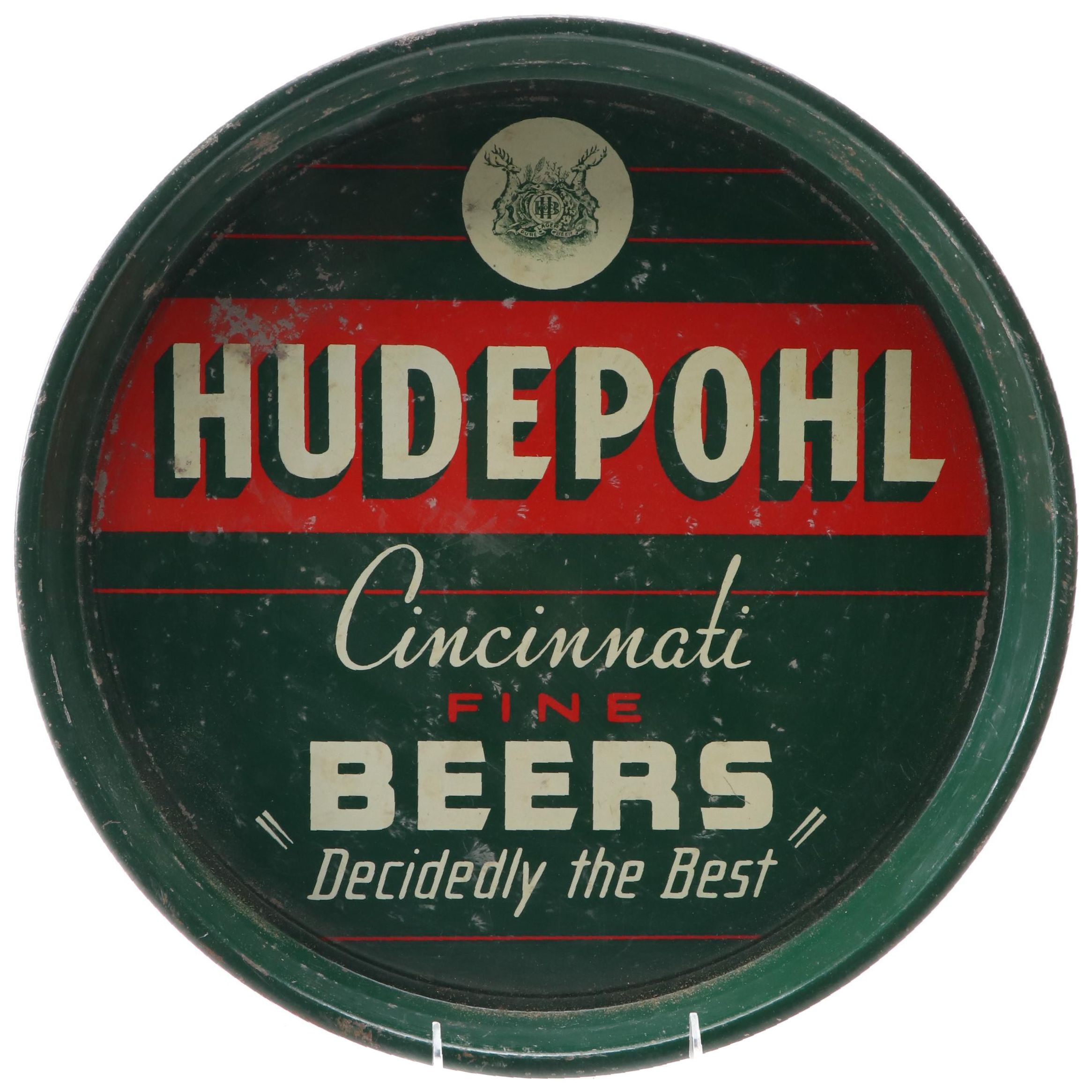 Hudepohl Brewing Co. Metal Beer Tray, Early to Mid-20th Century