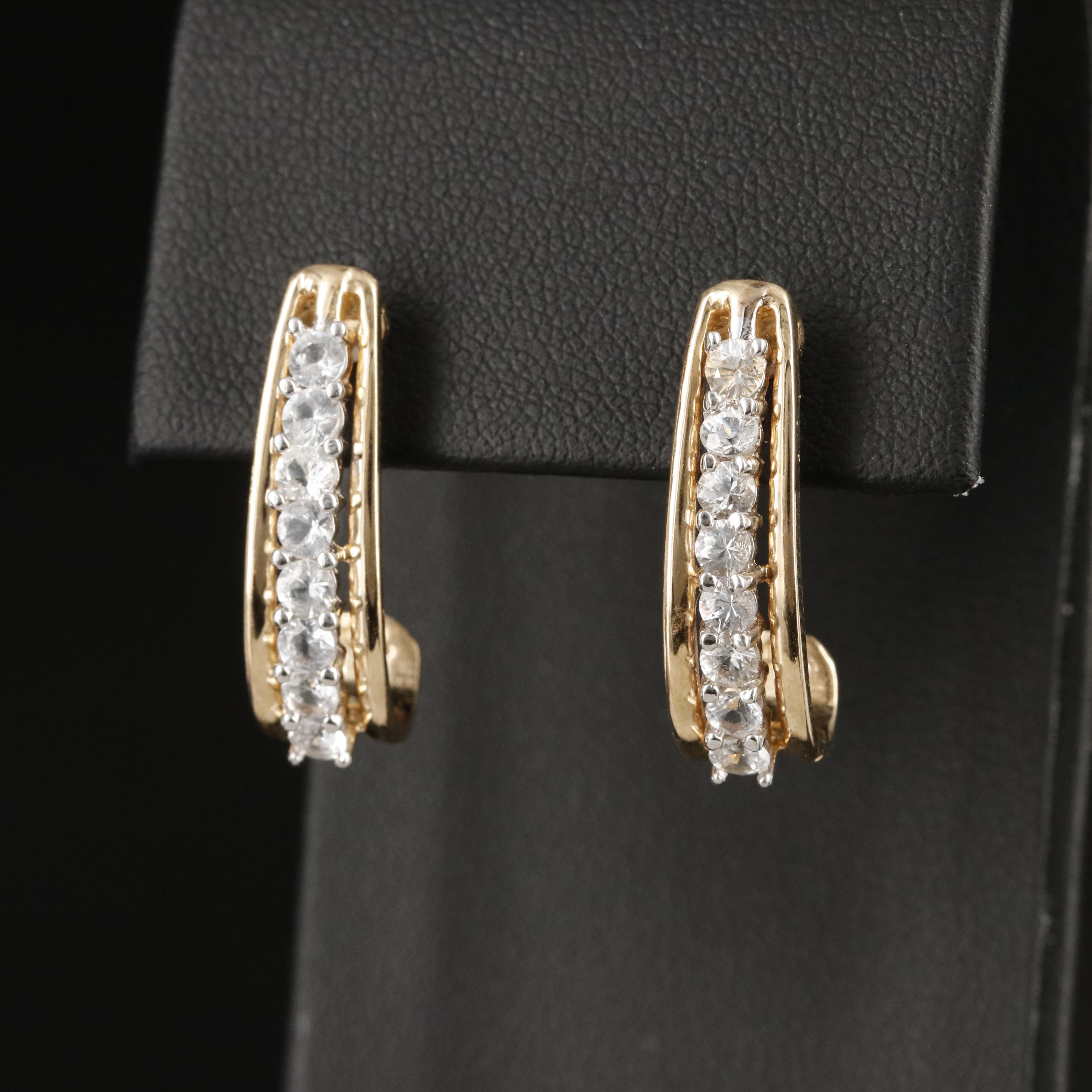 10K White Sapphire JHoop Earrings