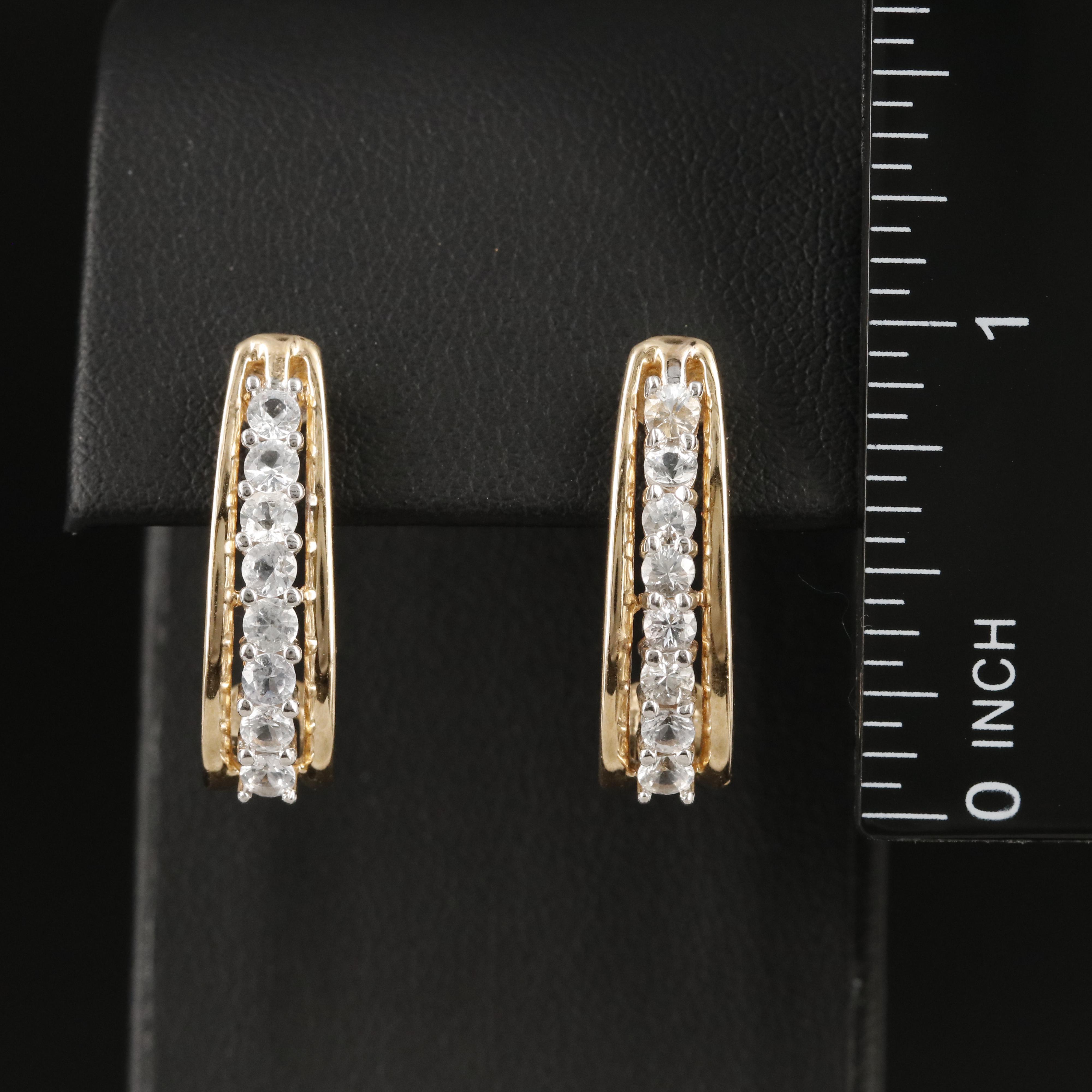 10K White Sapphire JHoop Earrings