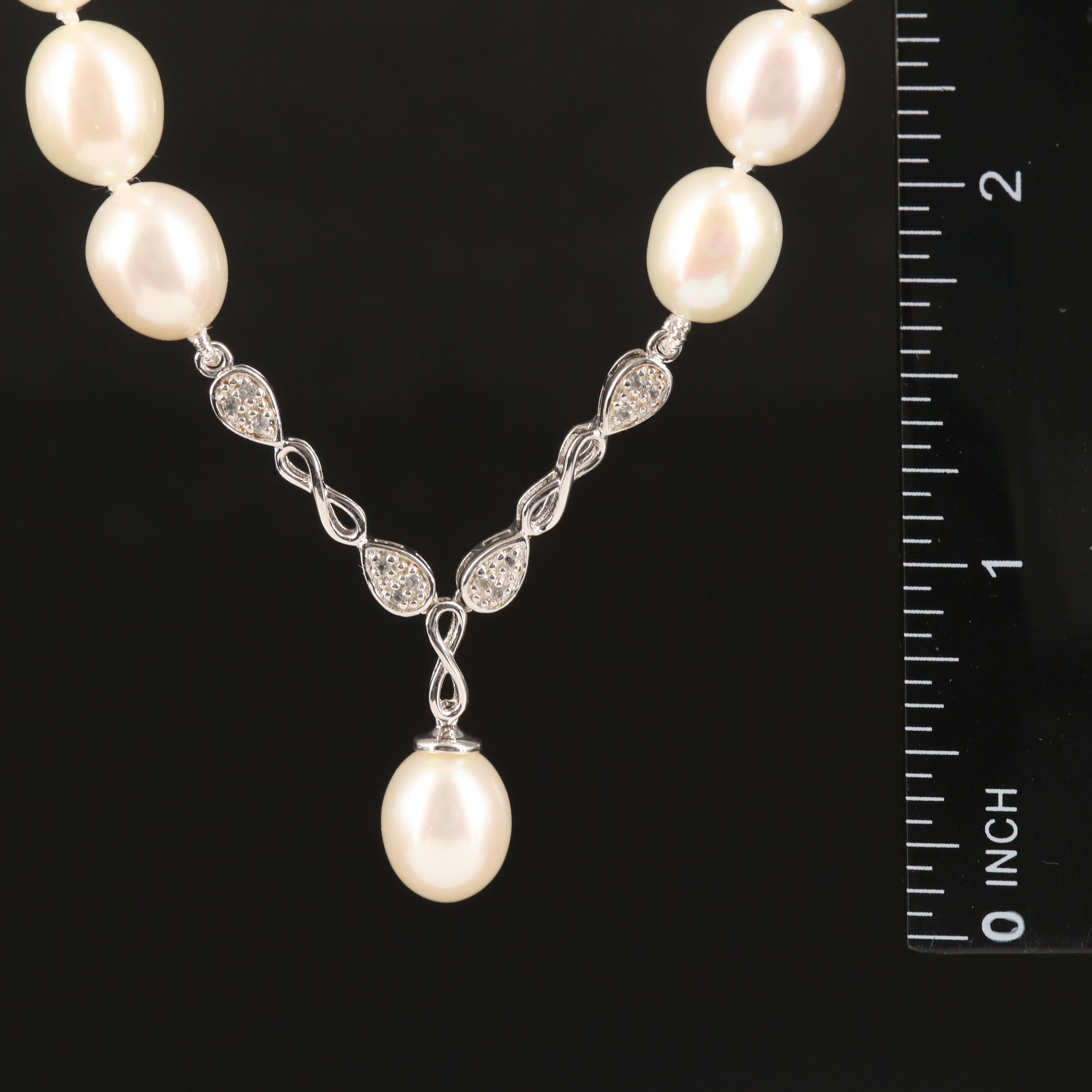 Sterling Pearl and Topaz Necklace