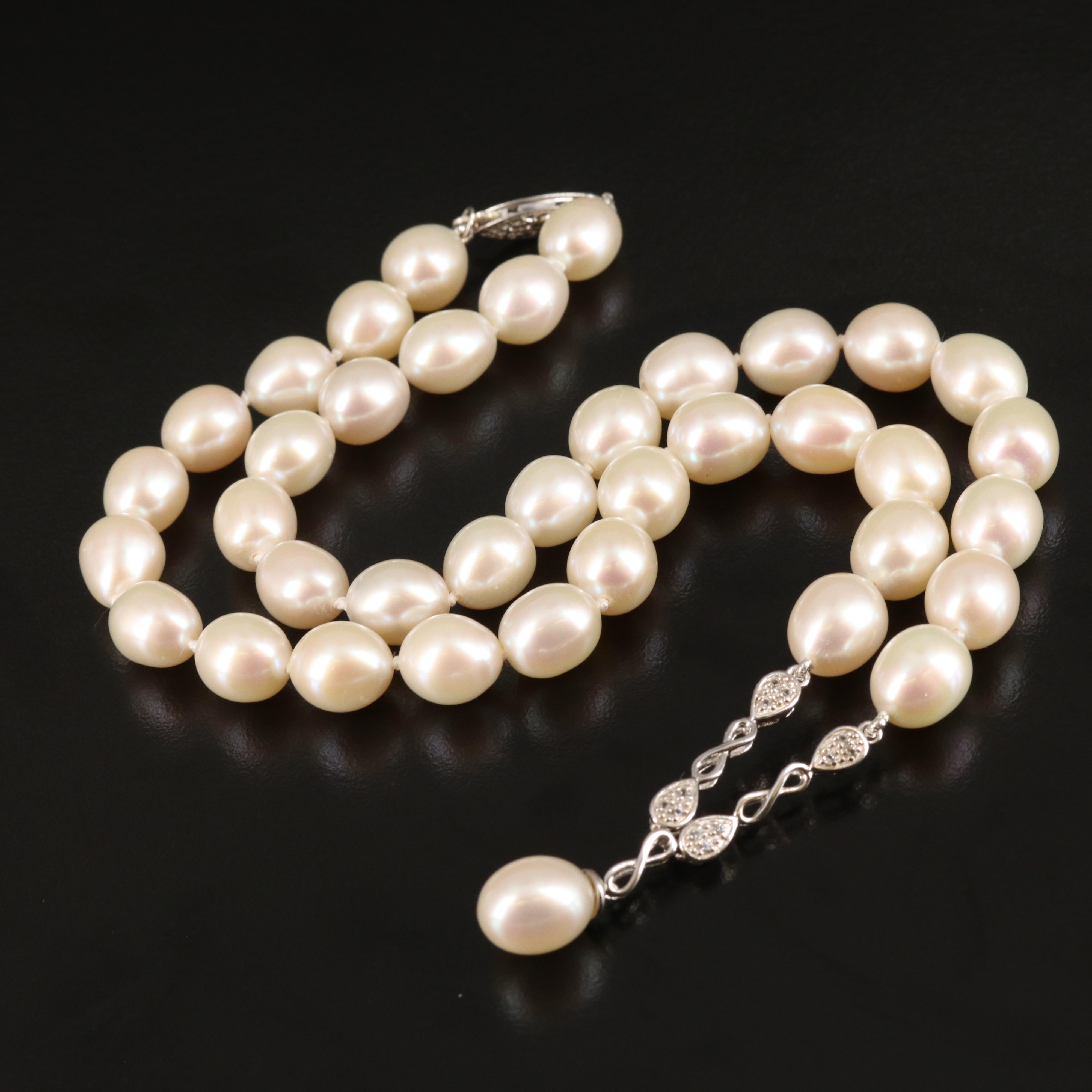 Sterling Pearl and Topaz Necklace