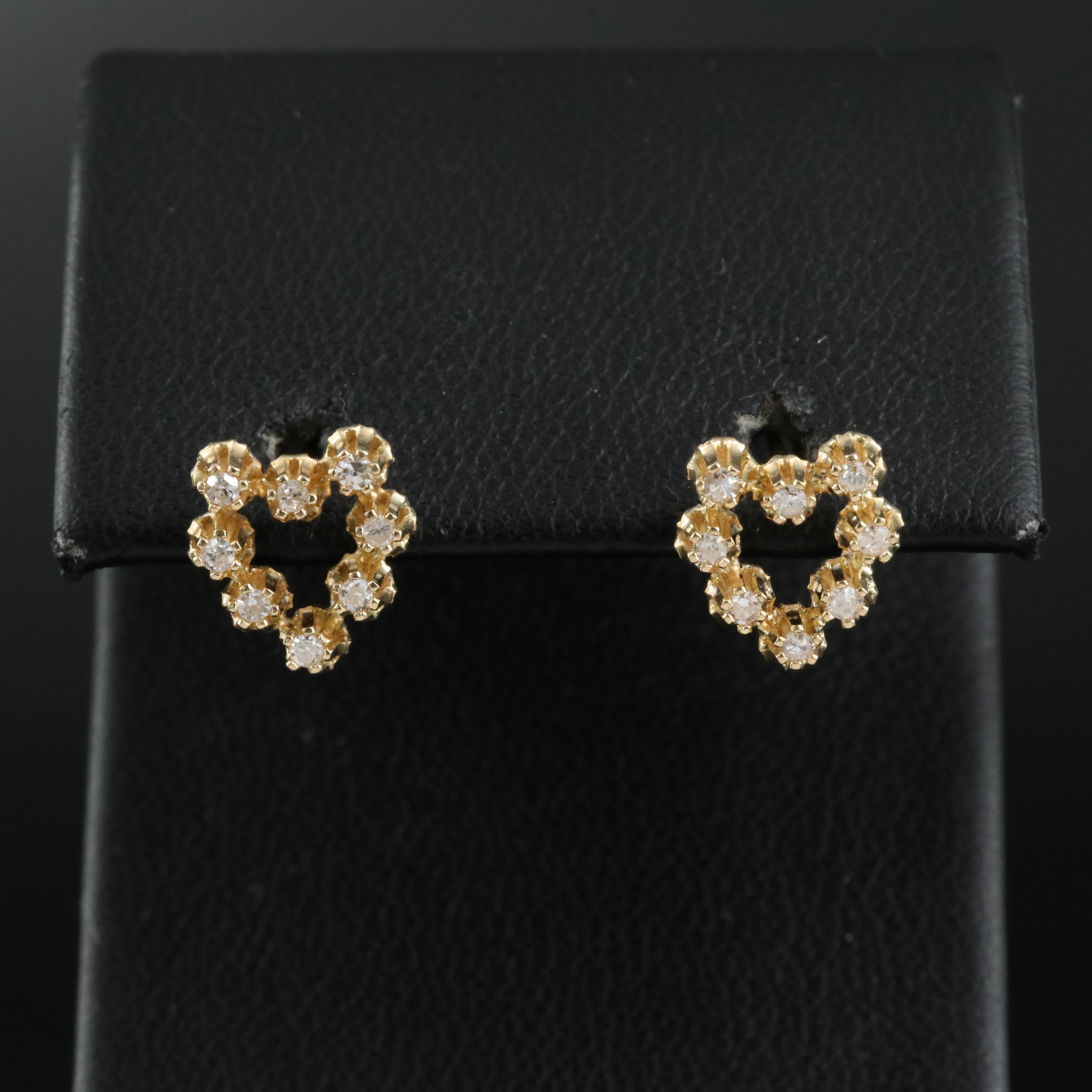14K 0.16 CTW Diamond Heart Stud Earrings