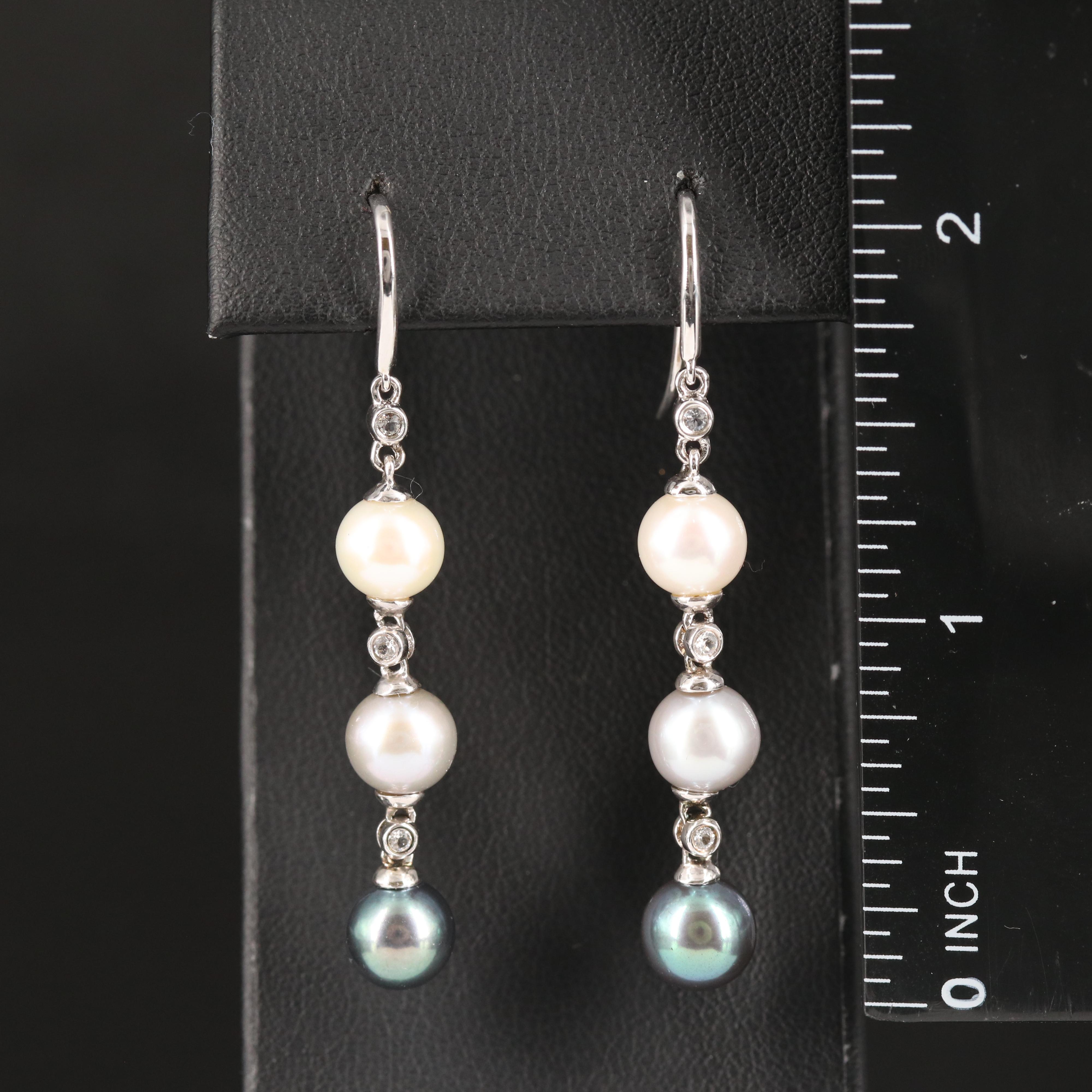 Pearl and Topaz Drop Earrings in Sterling