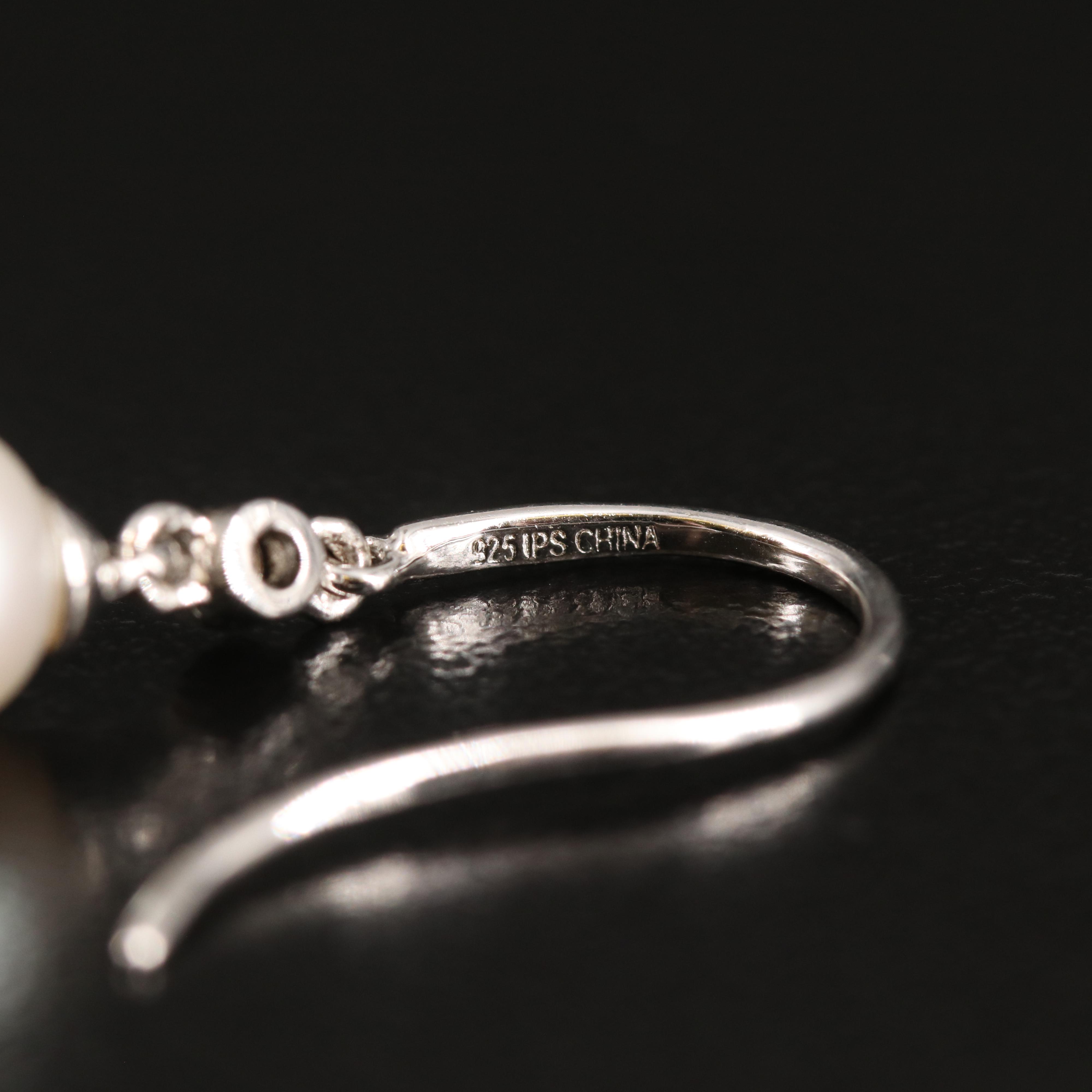 Pearl and Topaz Drop Earrings in Sterling