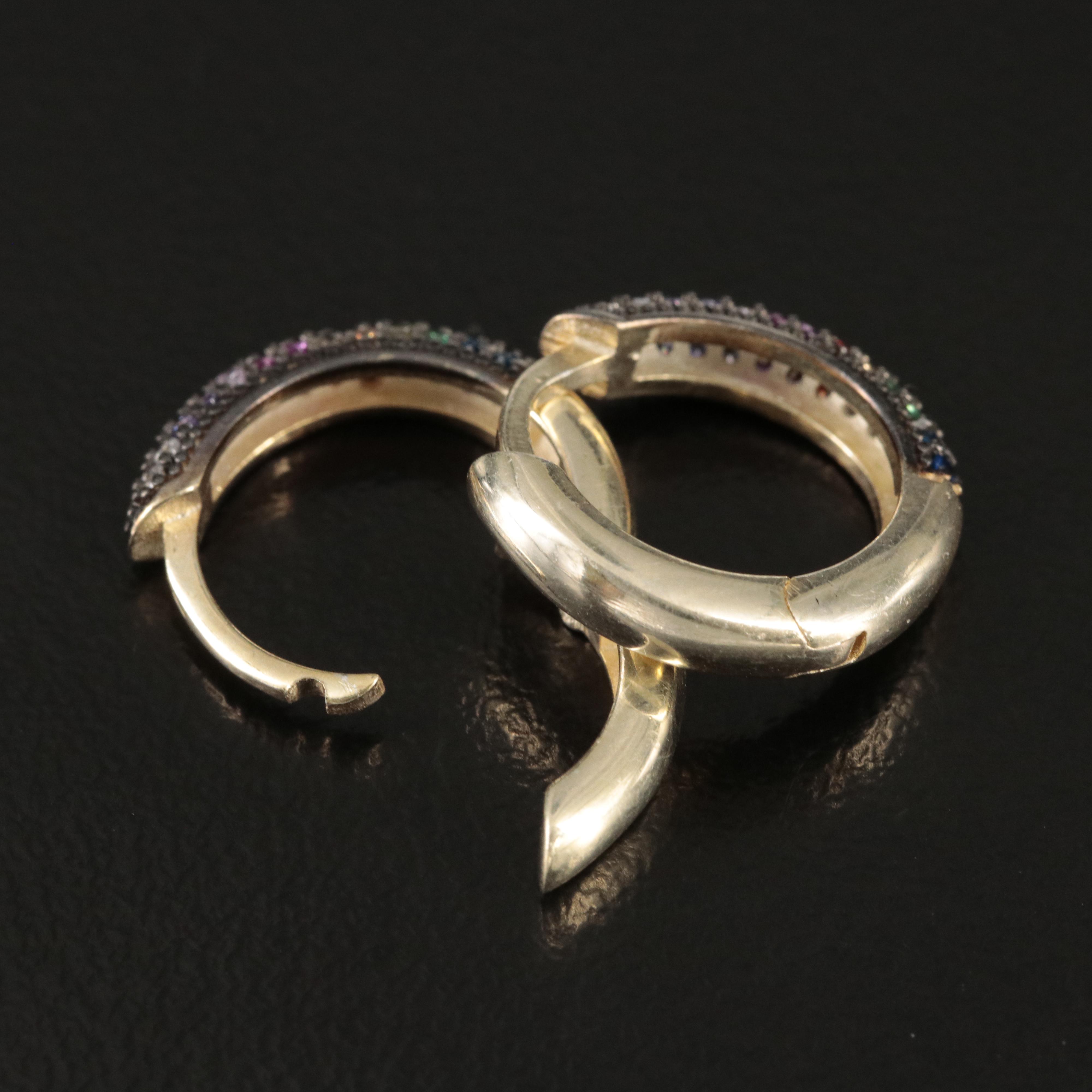 Sterling Small Hoop Earrings Including Cubic Zirconia Glass and Spinel