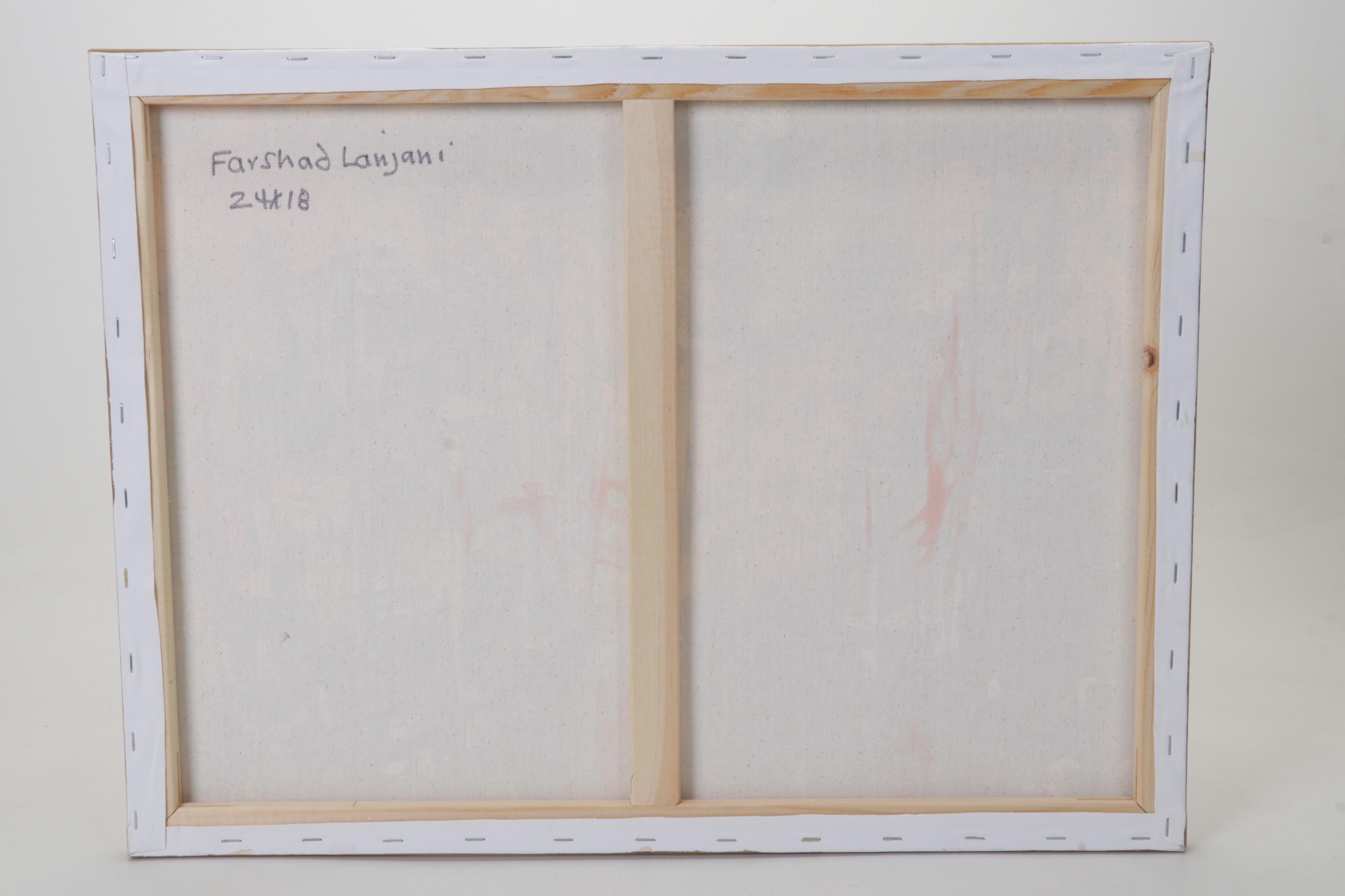 Farshad Lanjani Abstract Acyrlic Painting of City Street Scene, 21st Century