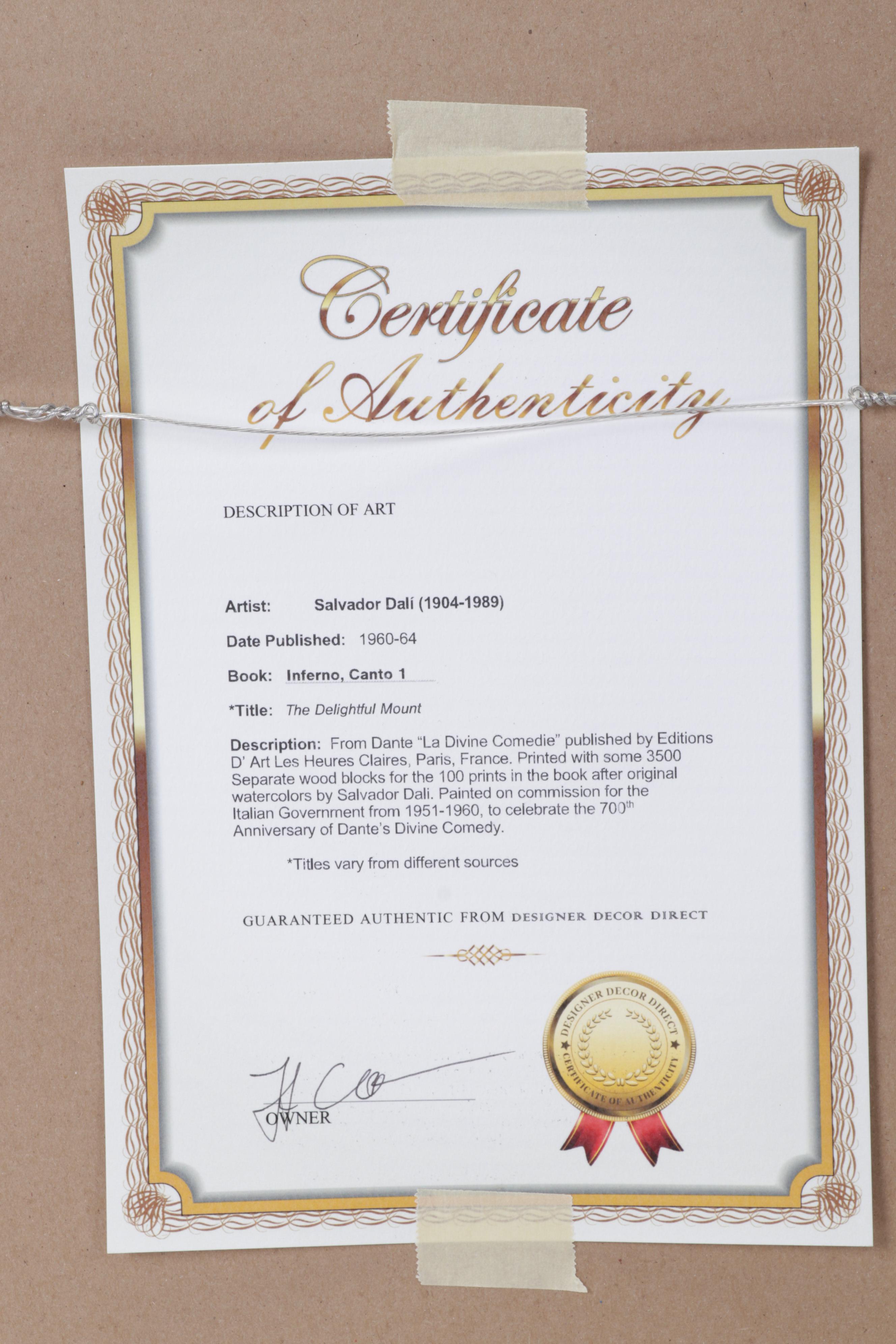 Salvador Dalí Wood Engraving "Départ pour le grand voyage"