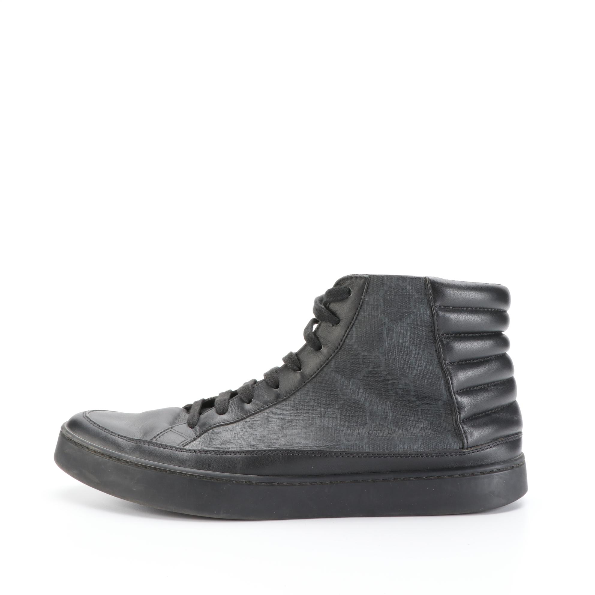 Men's Gucci High-Top Sneakers in GG Supreme Canvas and Leather