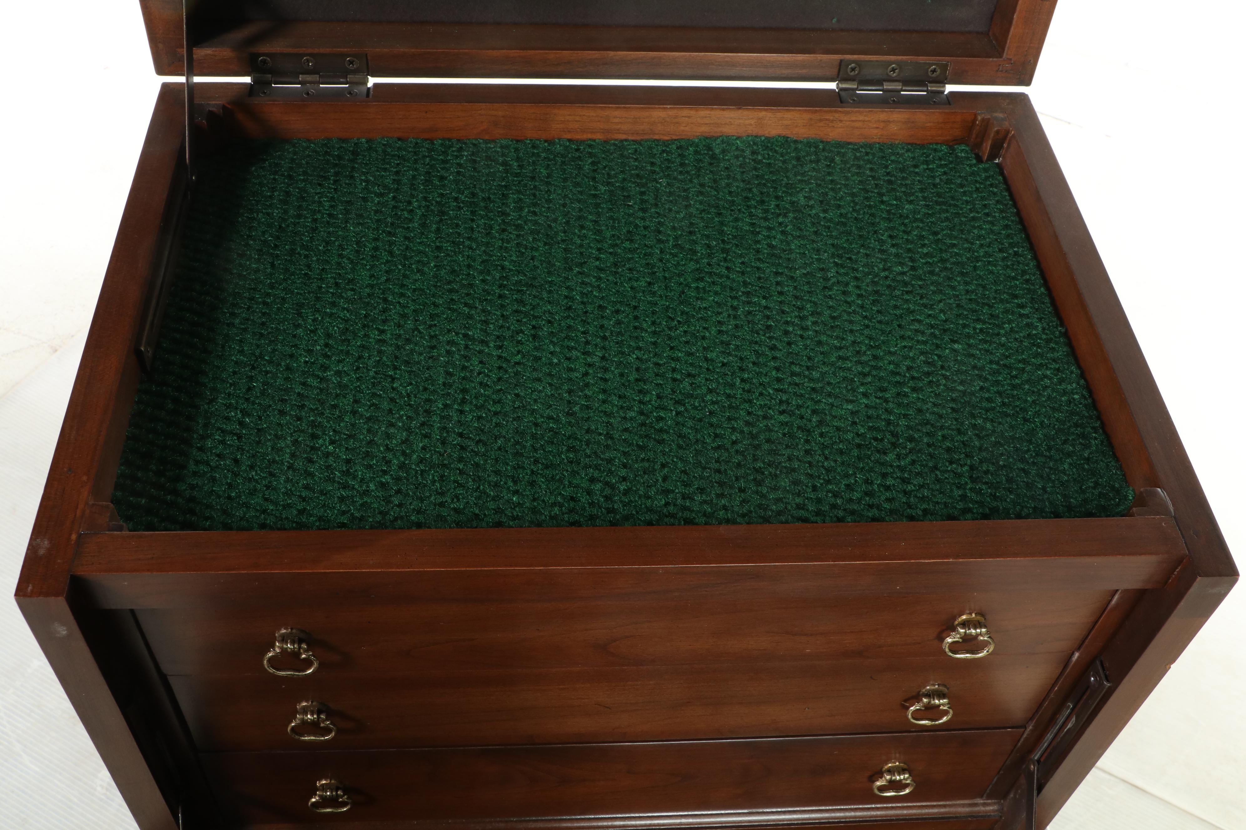 Ethan Allen Chippendale Style Cherrywood Silver Chest-on-Stand