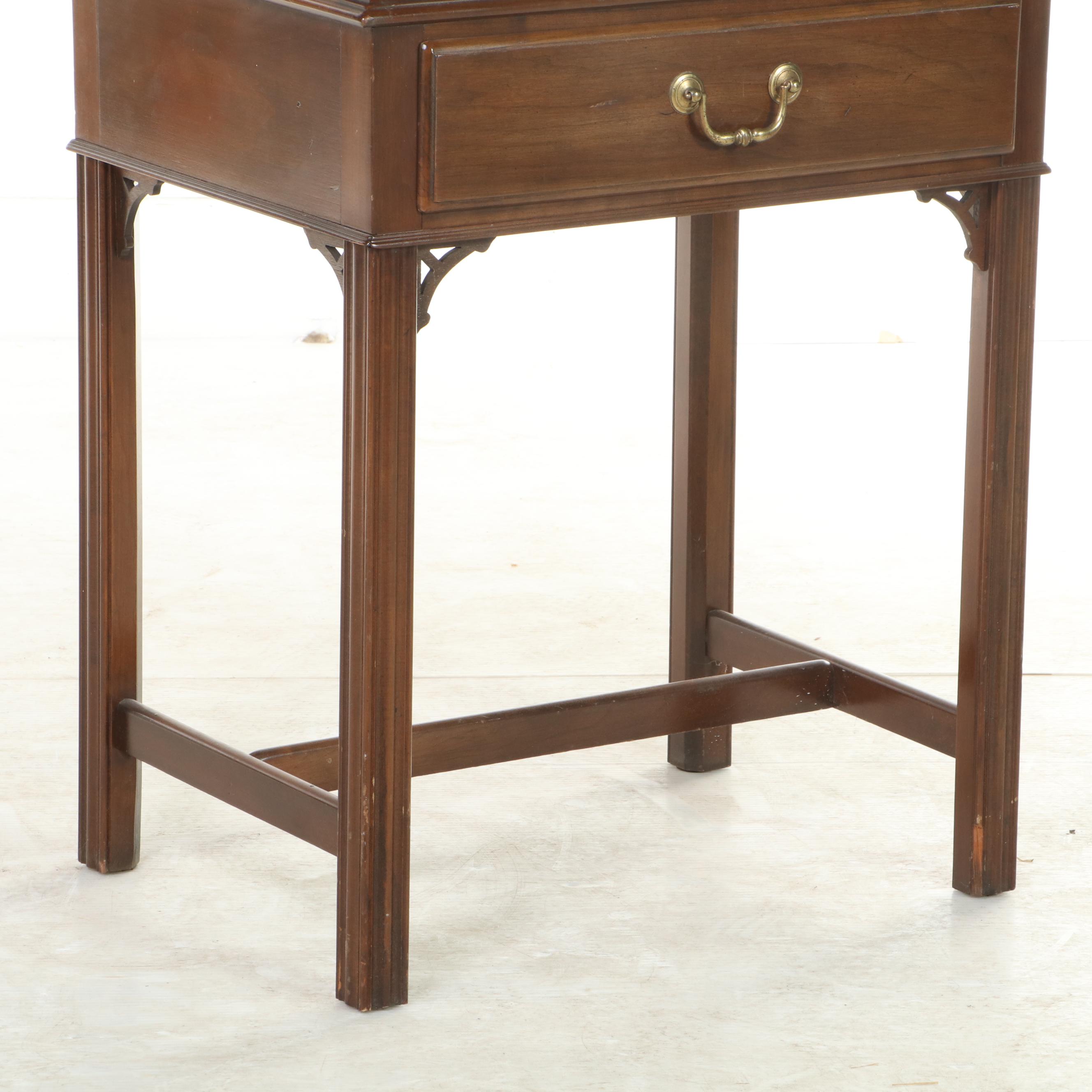 Ethan Allen Chippendale Style Cherrywood Silver Chest-on-Stand